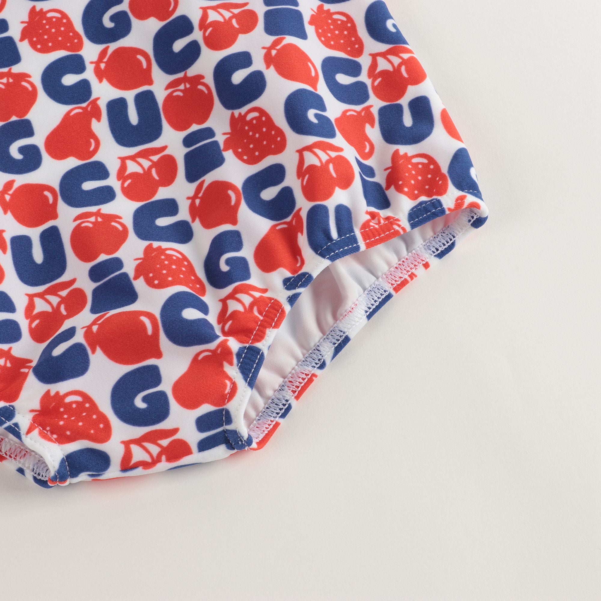Baby Girls Red & Blue Logo Swimsuit