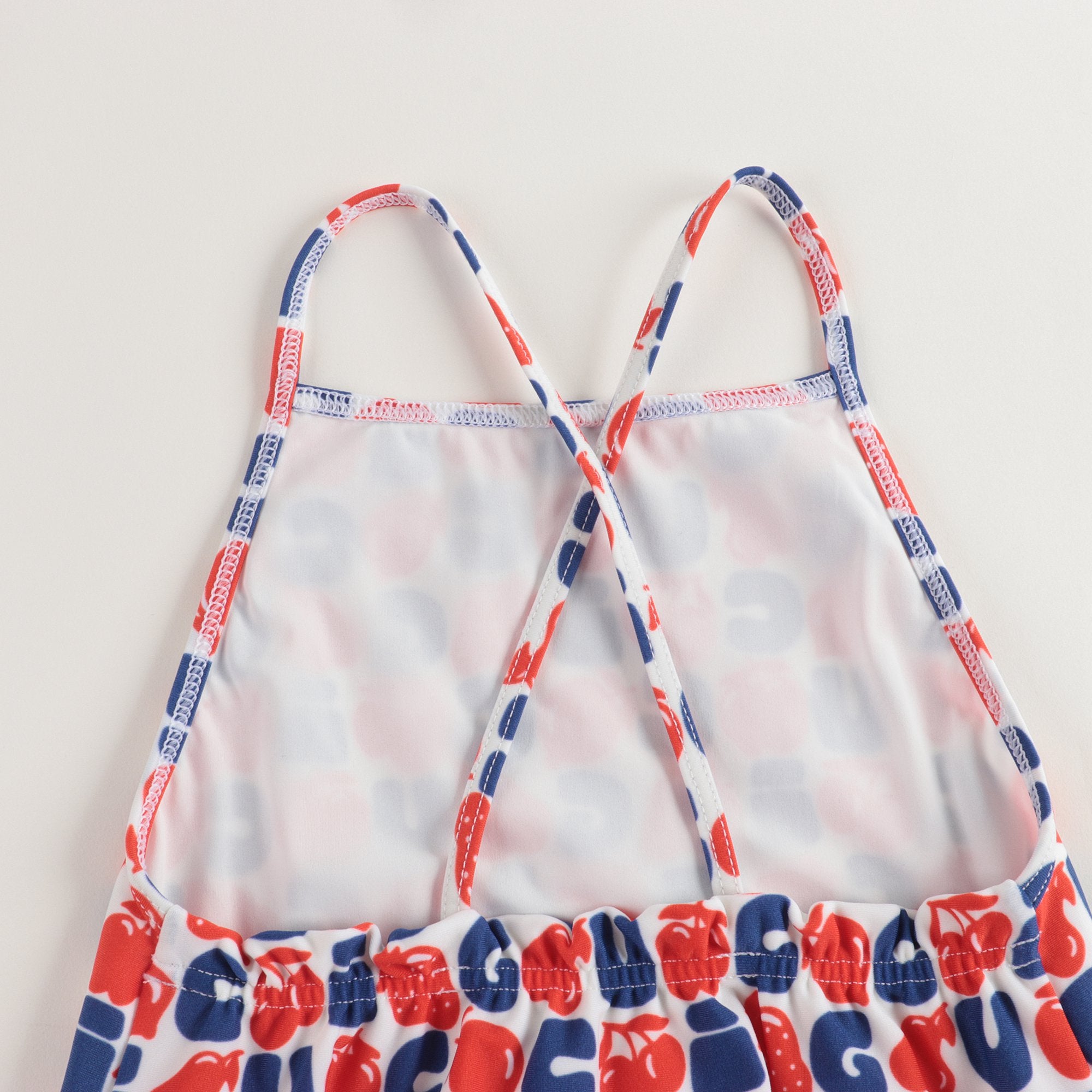 Baby Girls Red & Blue Logo Swimsuit