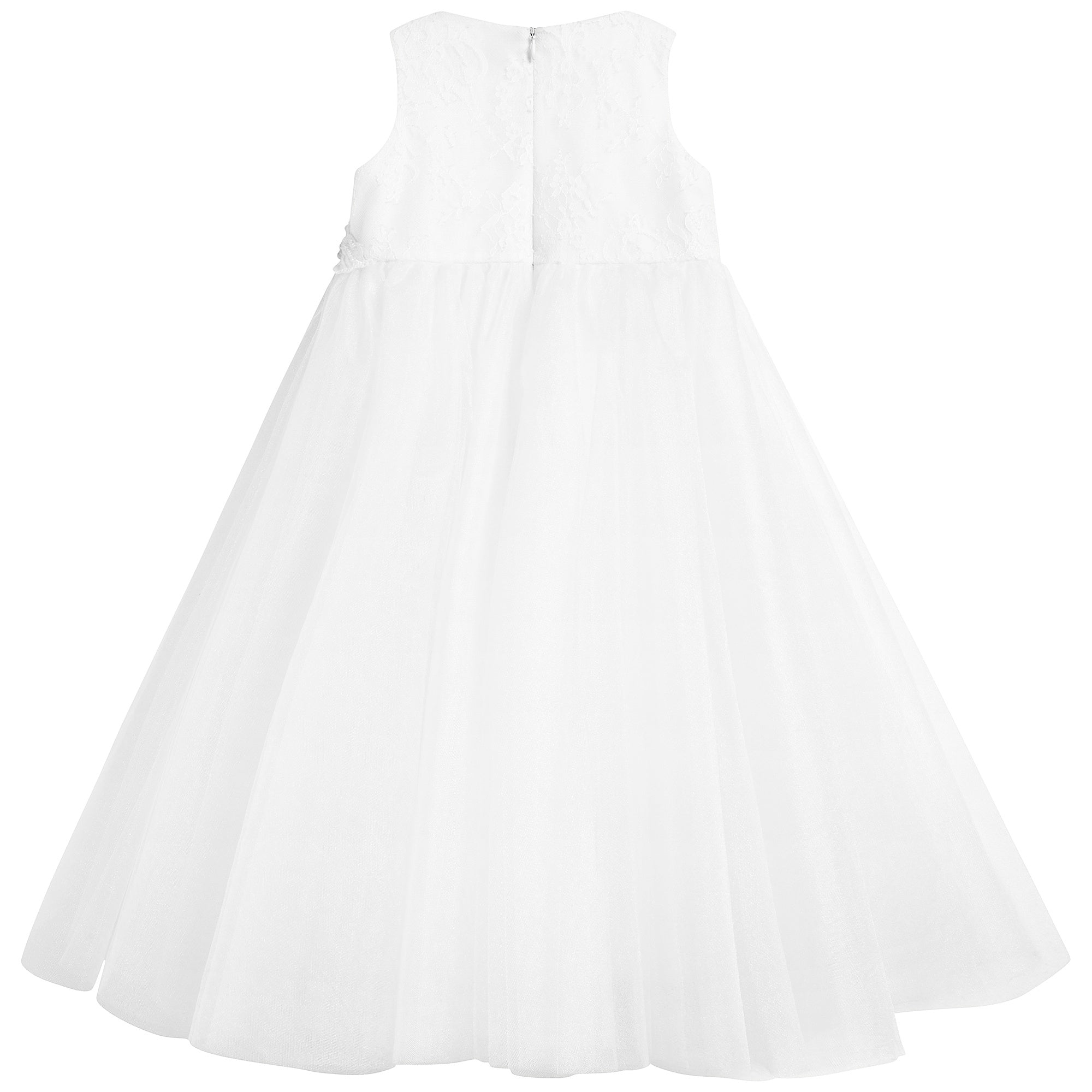 Girls White Embroidered Luxe Dress