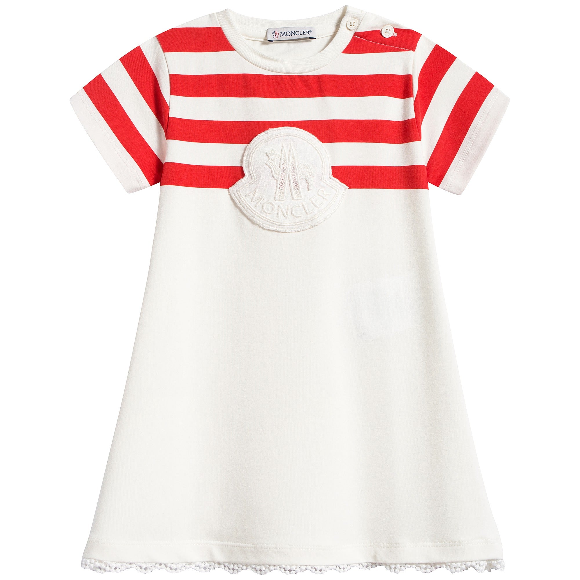 Baby Girls White & Red Stripes T-shirt