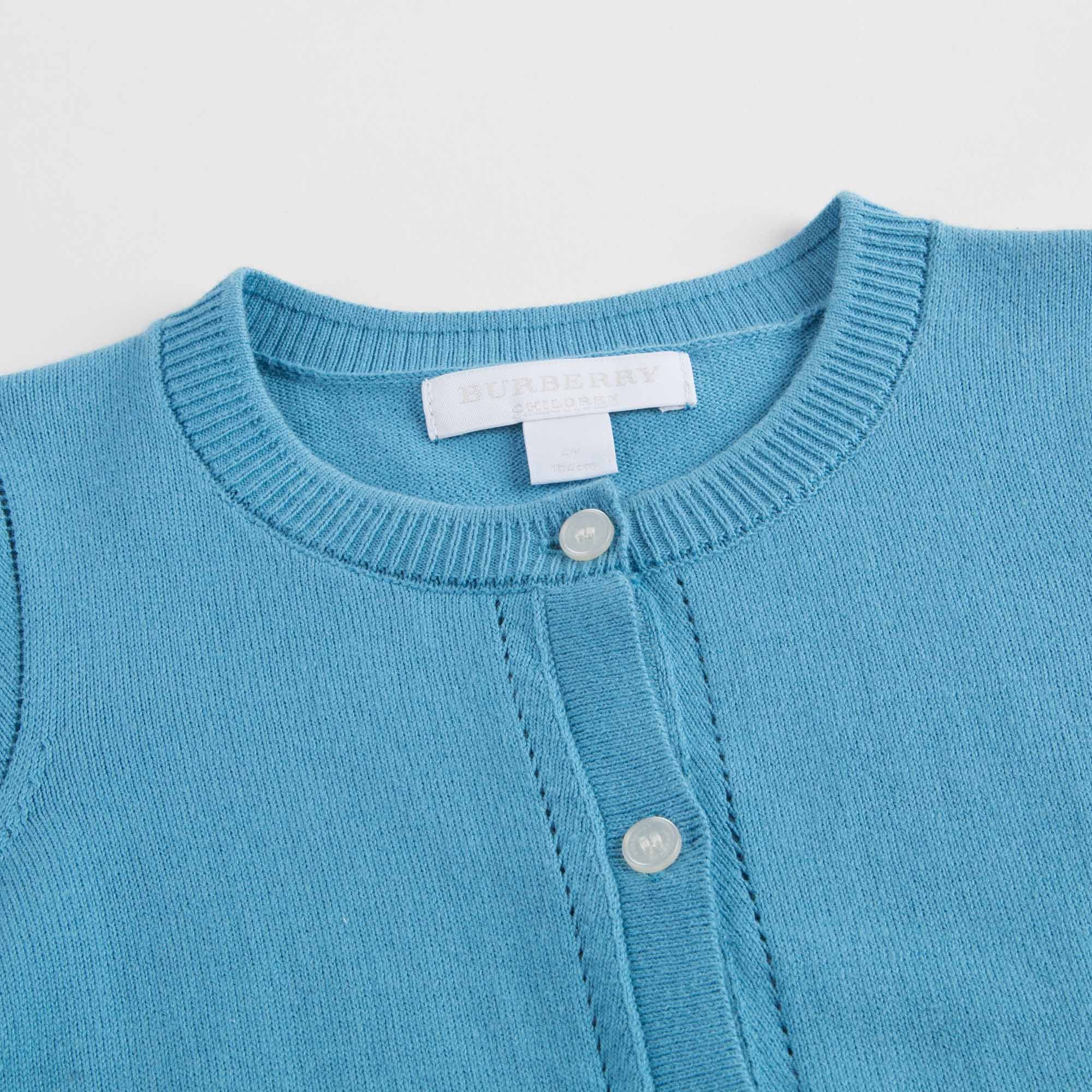 Girls Pewter Blue Cotton Cardigan