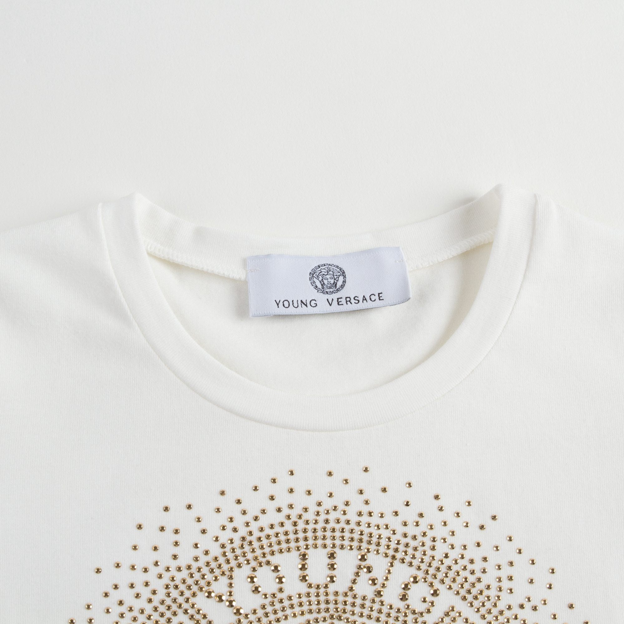 Girls White T-shirt with gold small diamond