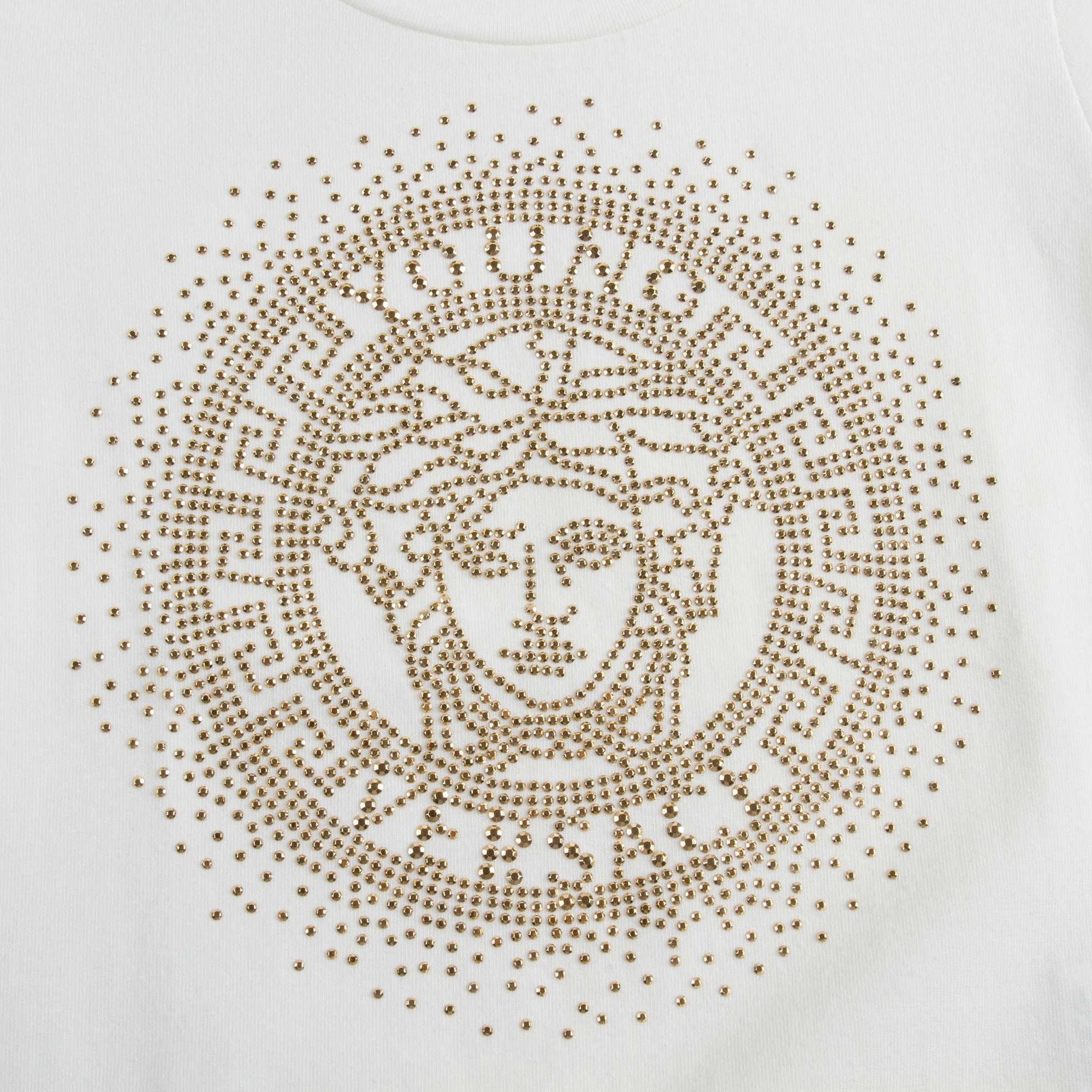 Girls White T-shirt with gold small diamond