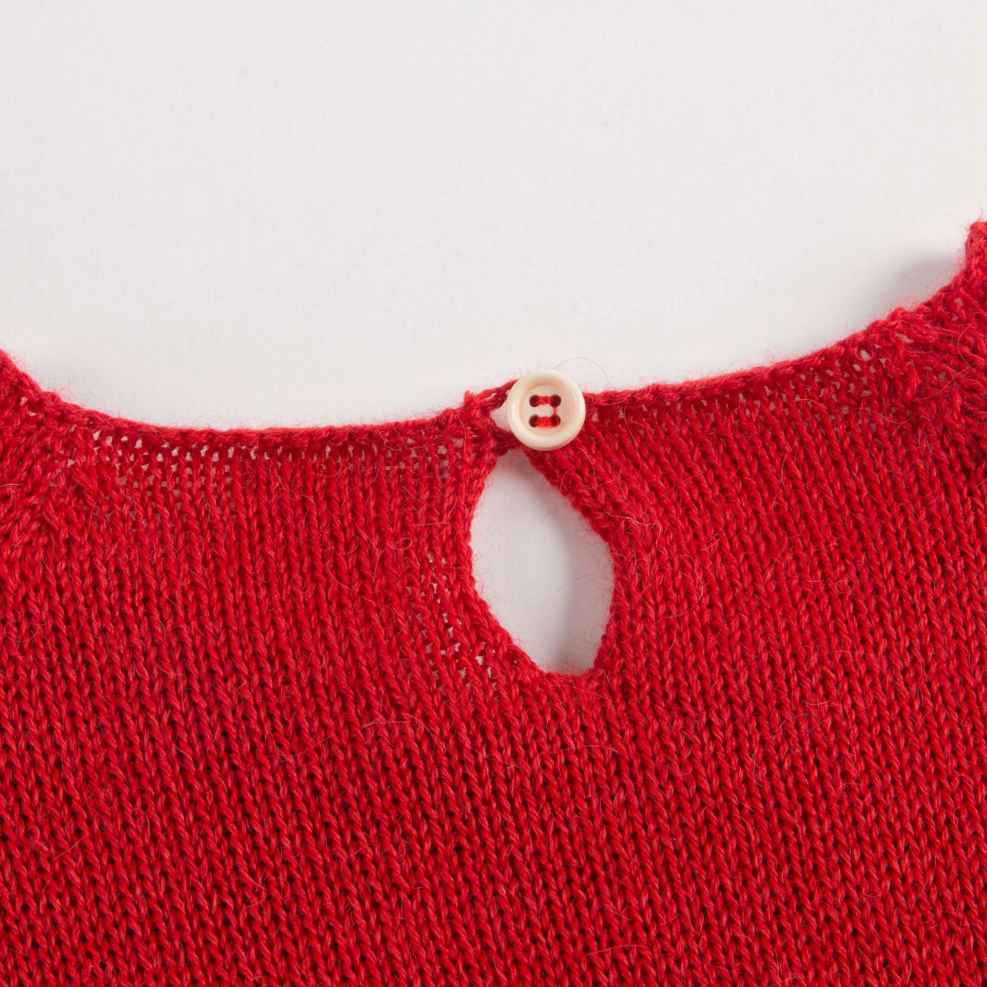 Girls Red Cotton Baby Alpaca Sweater