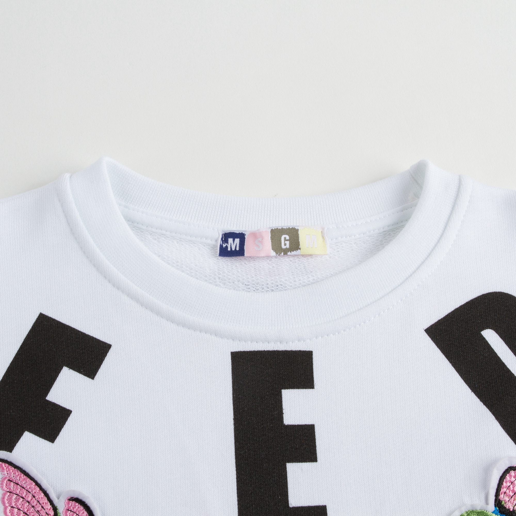 Girls White Embroidered Birds Cotton Sweatshirt
