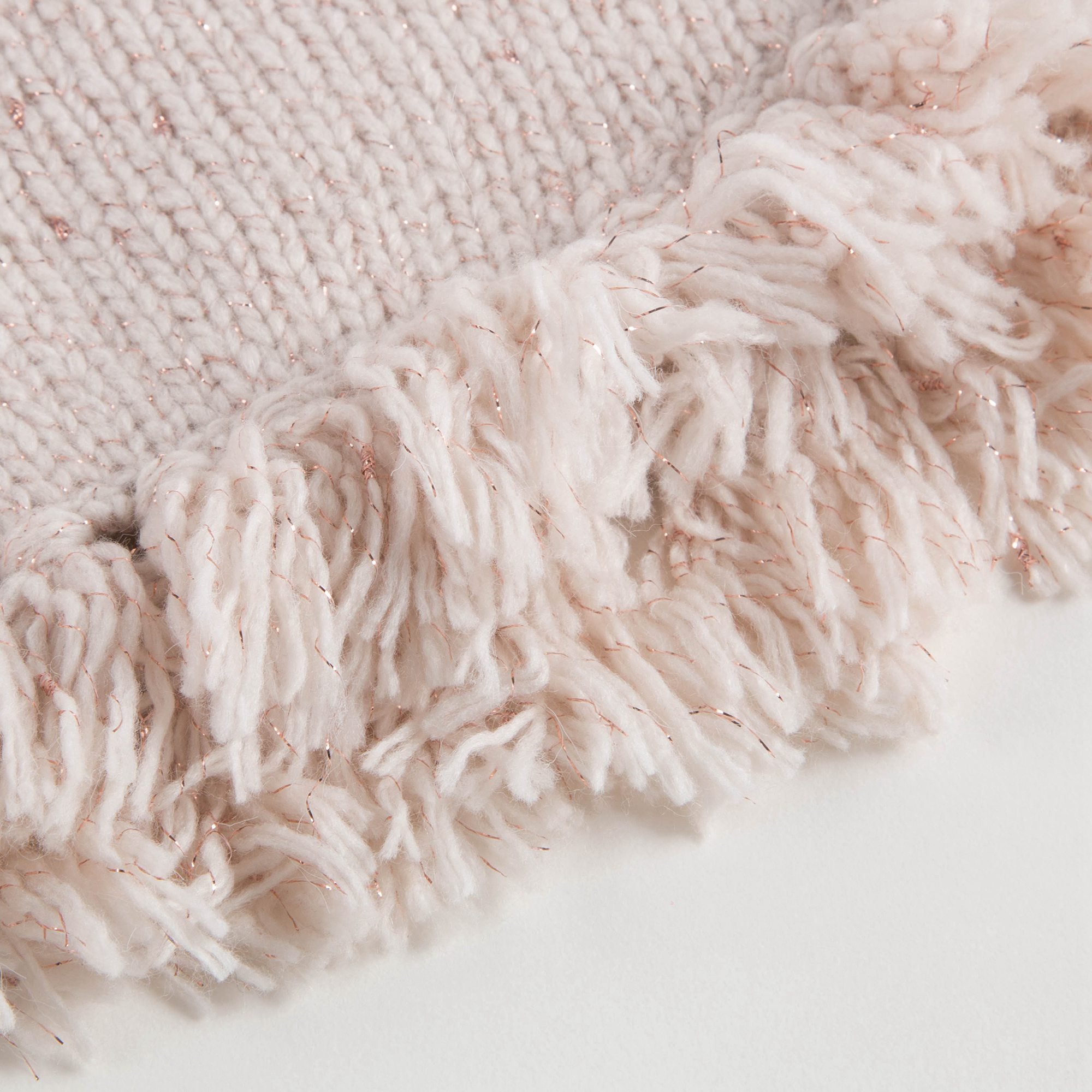 Girls Pink Lurex Knitted Wool Poncho