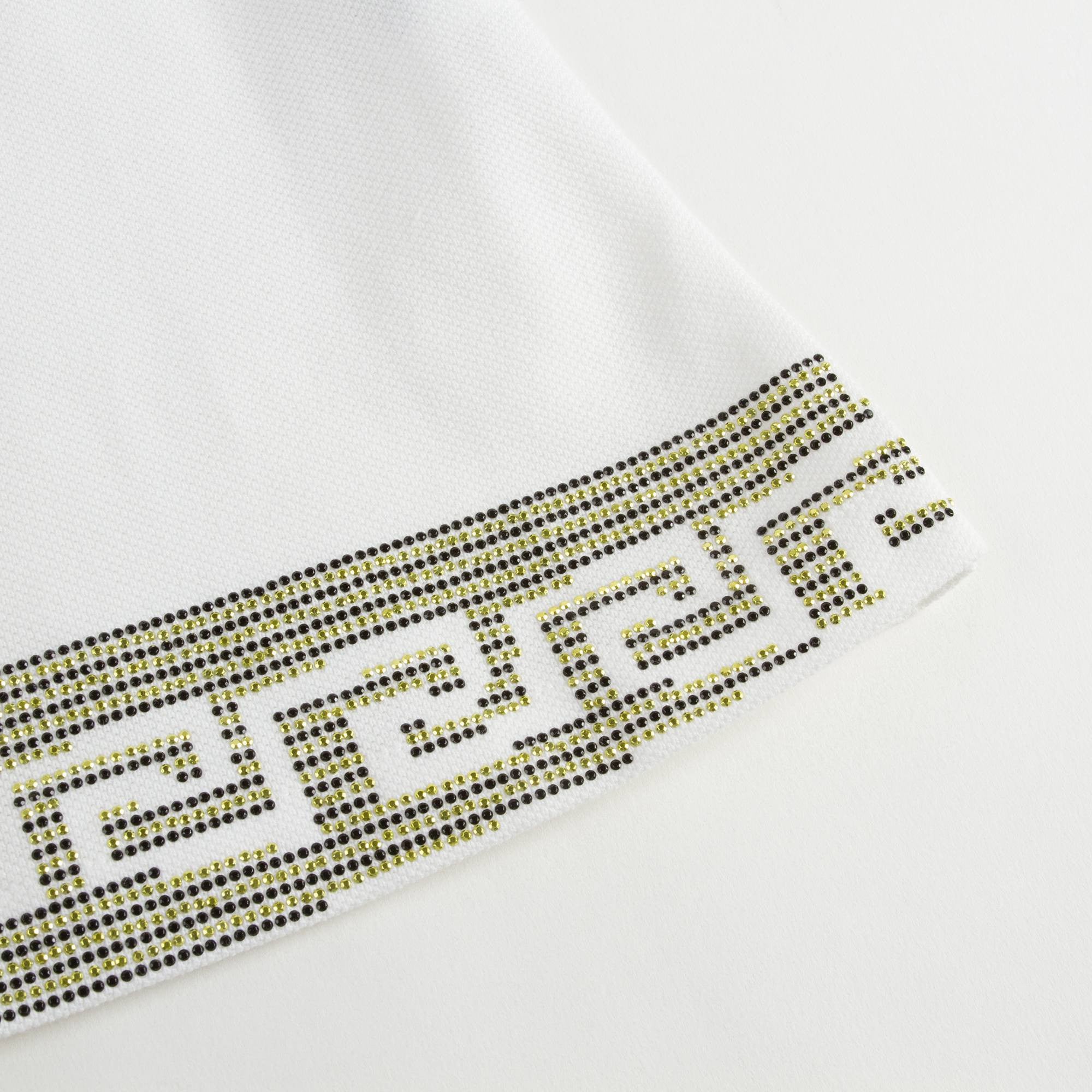 Baby Girls White Cotton Dress With Gold Rhinestone Trims