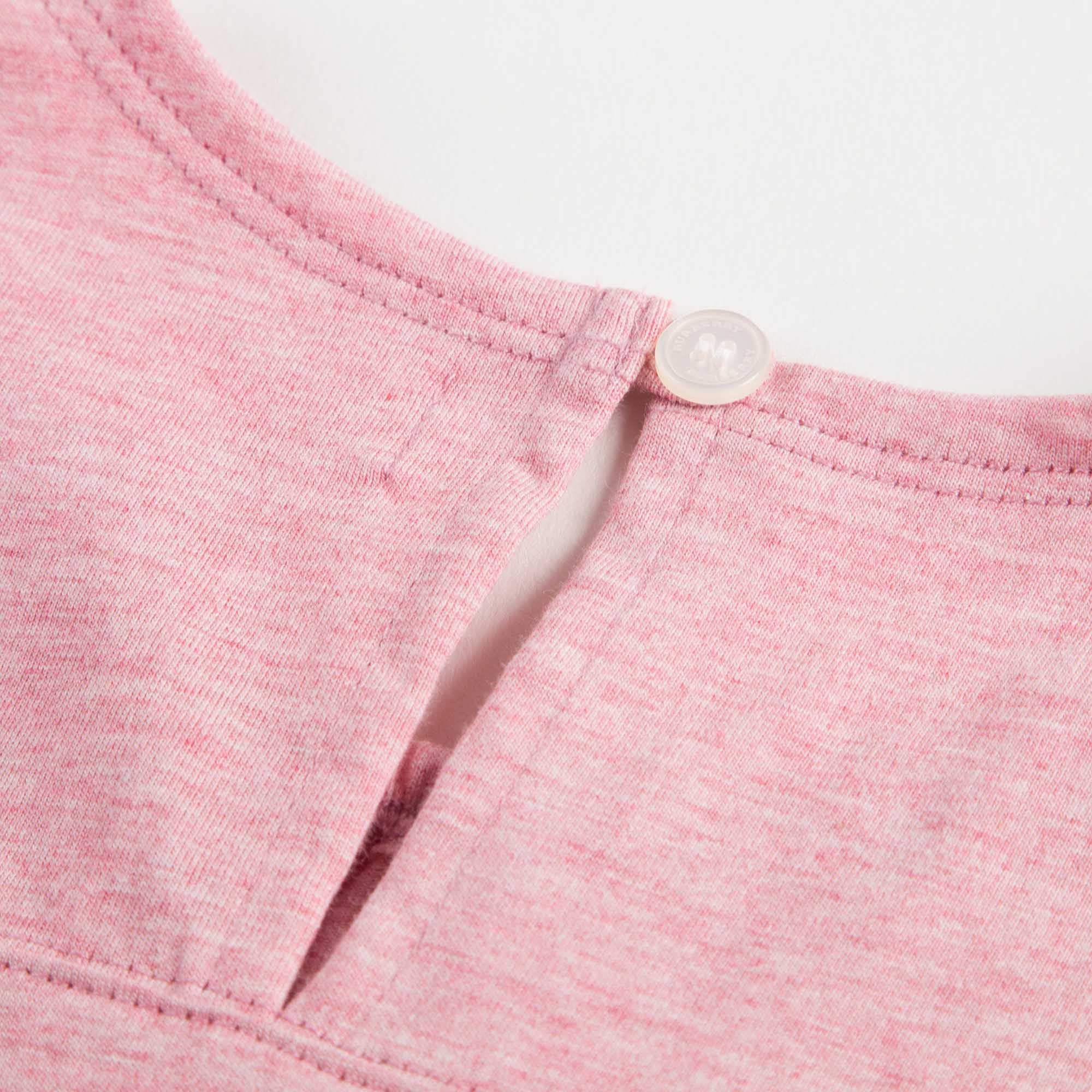 Girls Pink T-Shirt with Check Trim