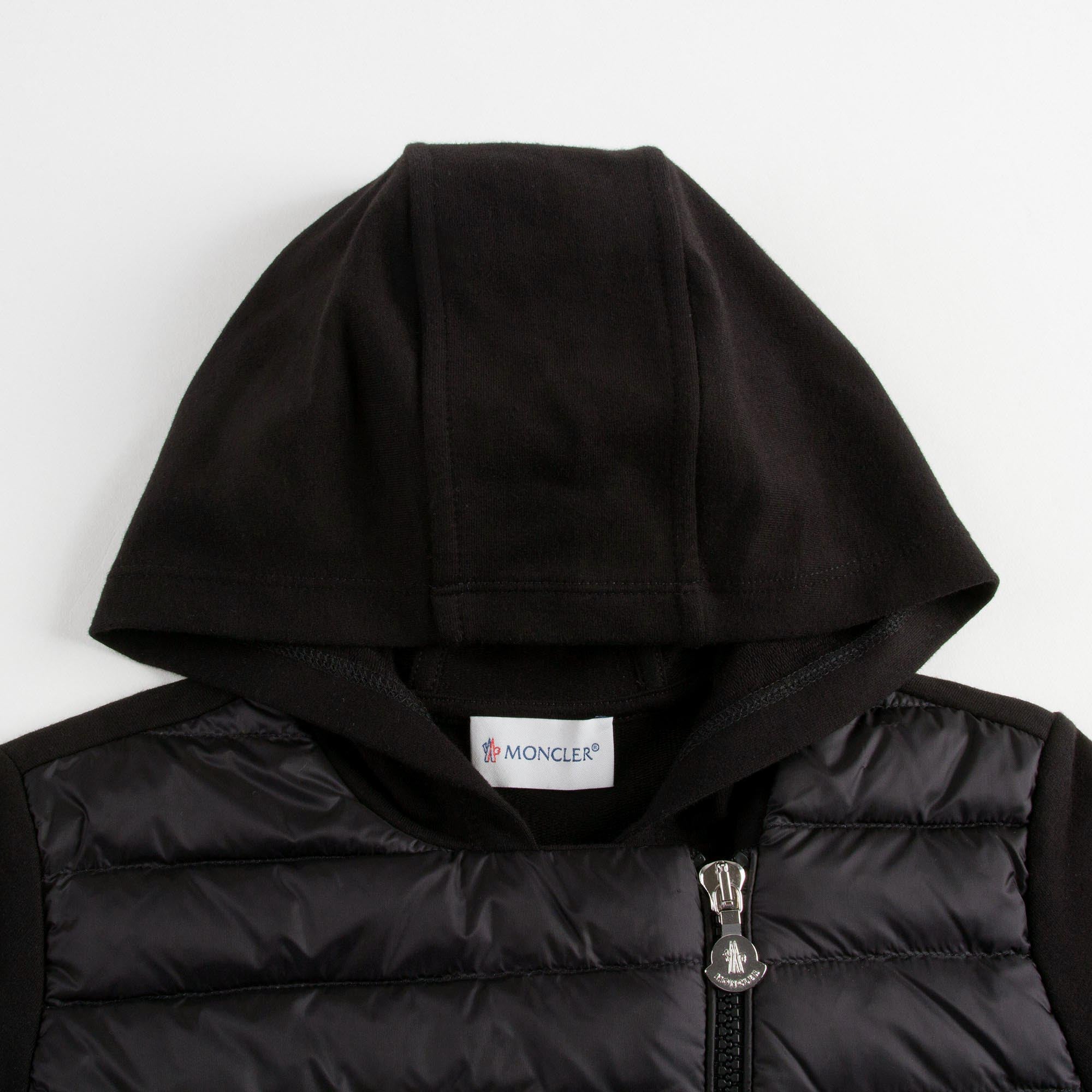 Girls Black Cotton Hooded Cardigan
