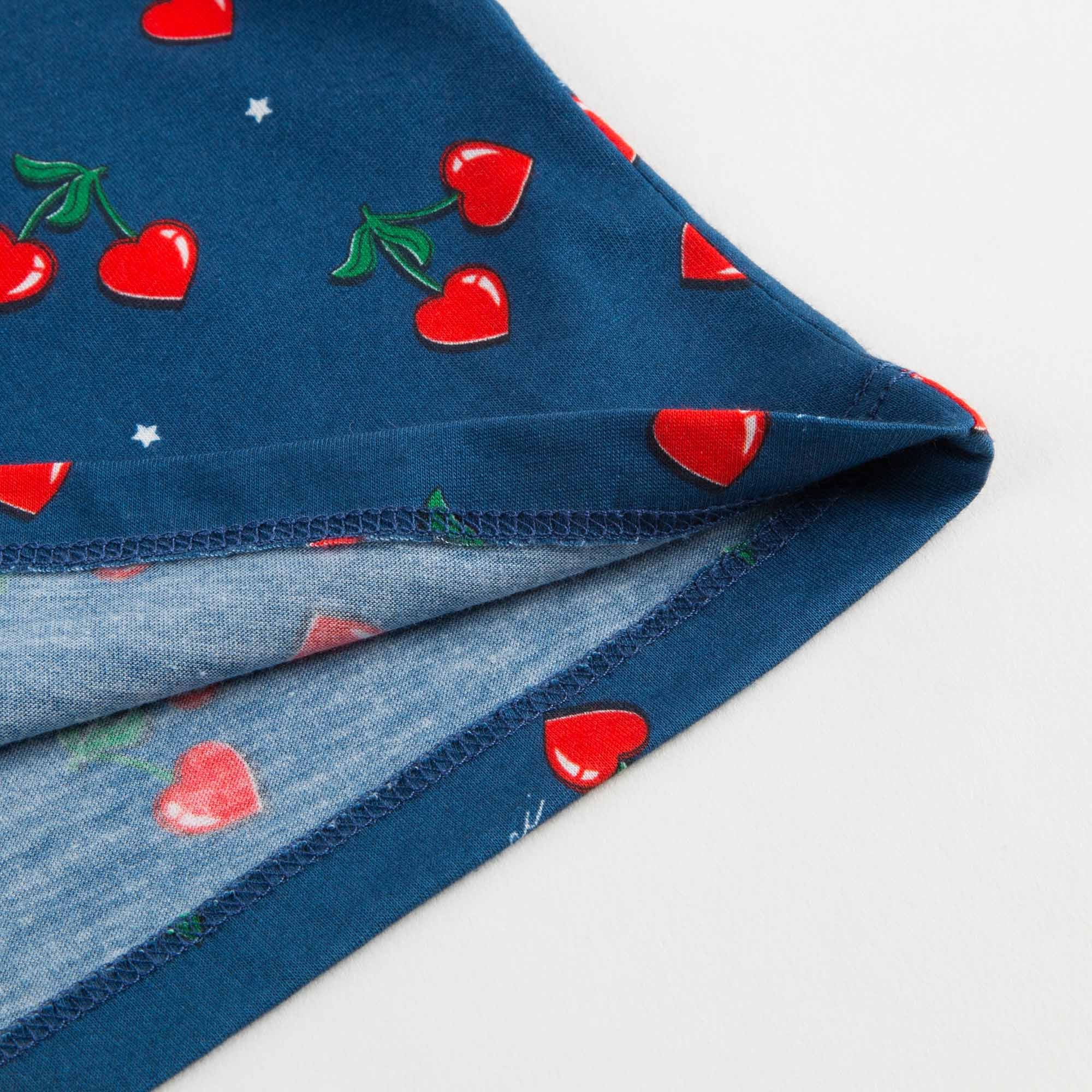 Baby Girls Navy Blue Heart Cherry Top
