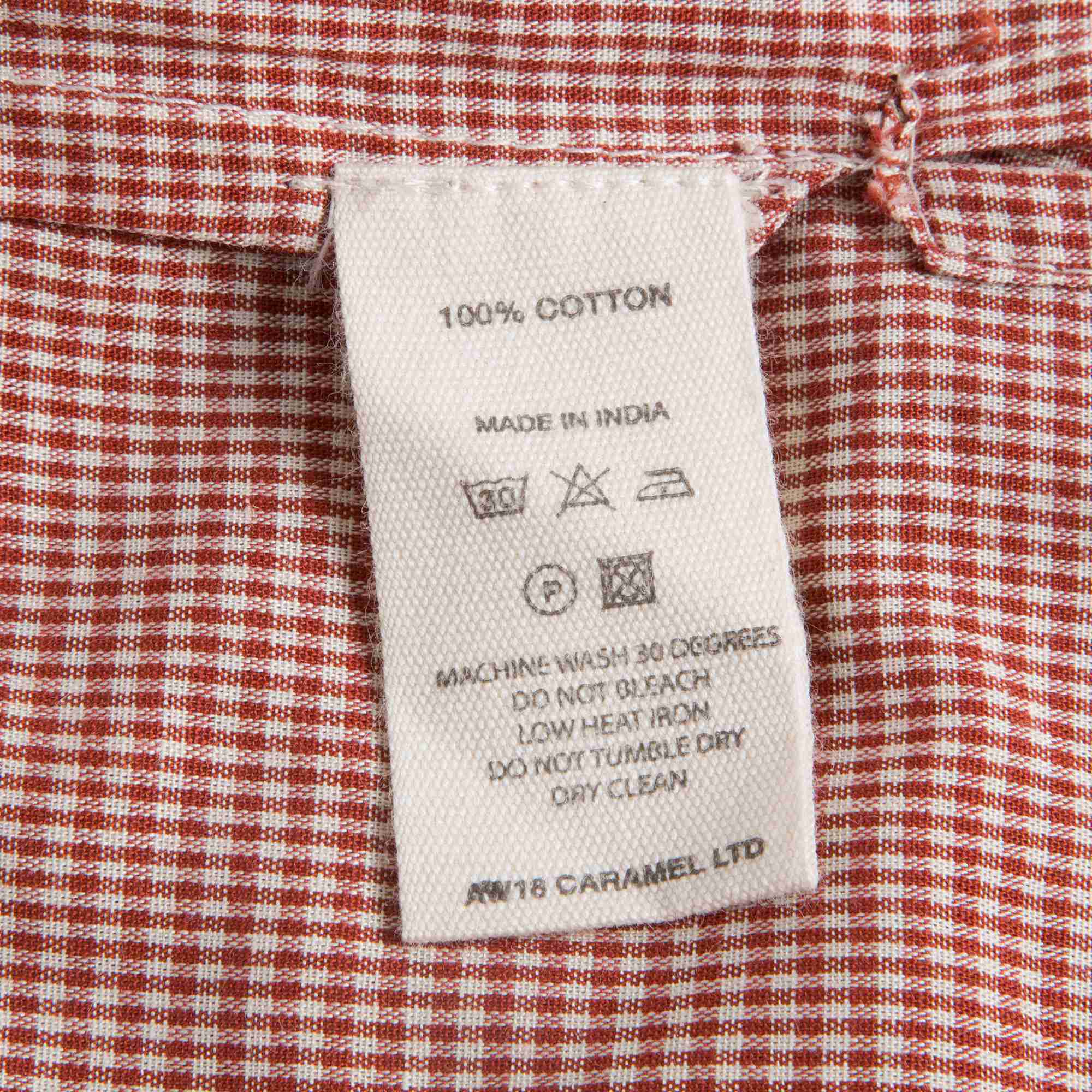 Girls Red Micro Check Cotton Blouse