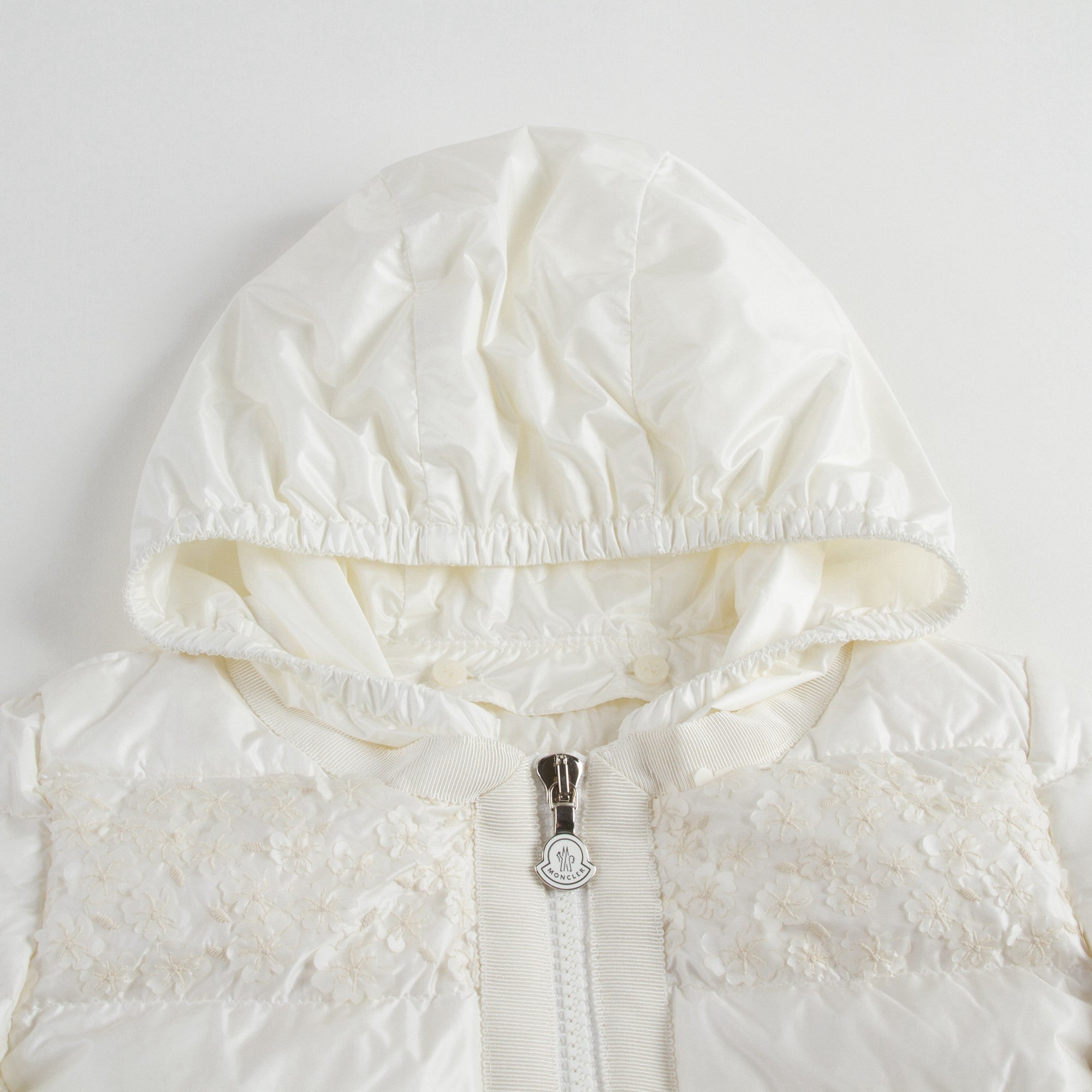 Girls White Patch Trims Down Padded Jacket
