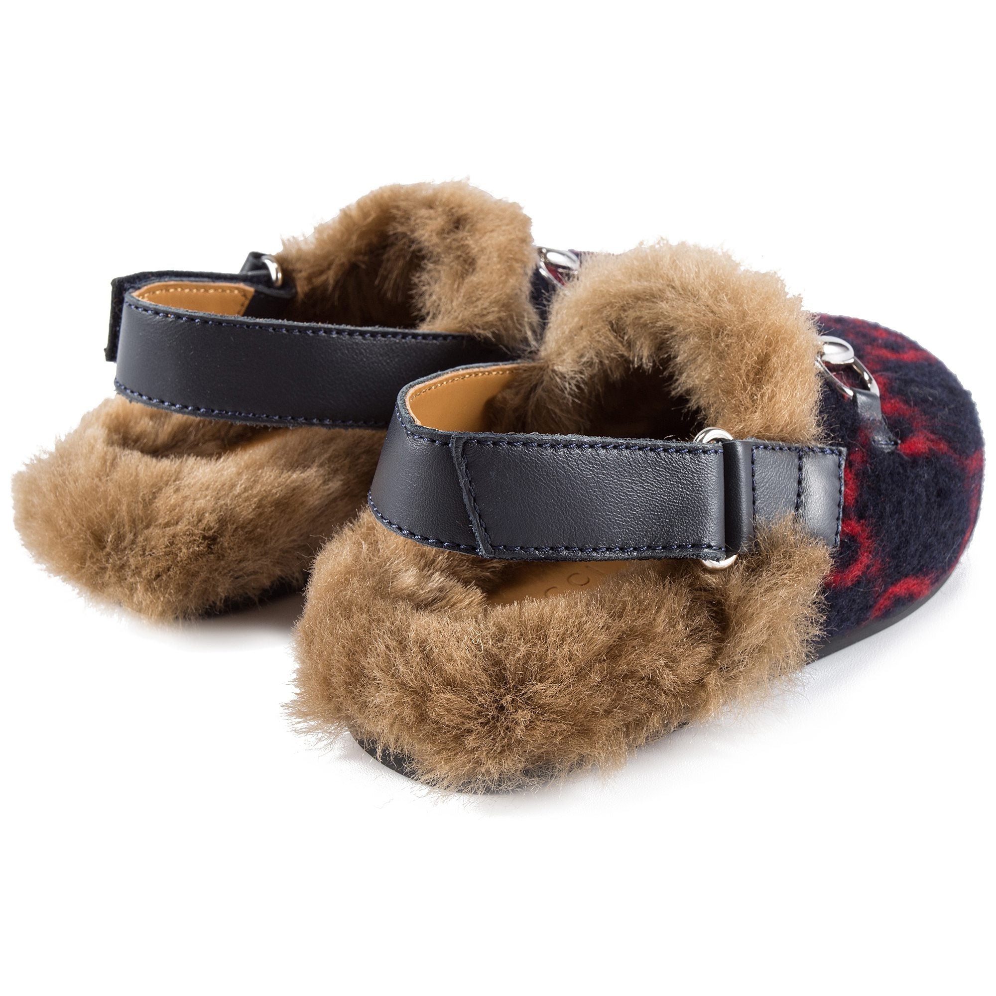 Baby Girls Blue GG Faux Fur Shoes