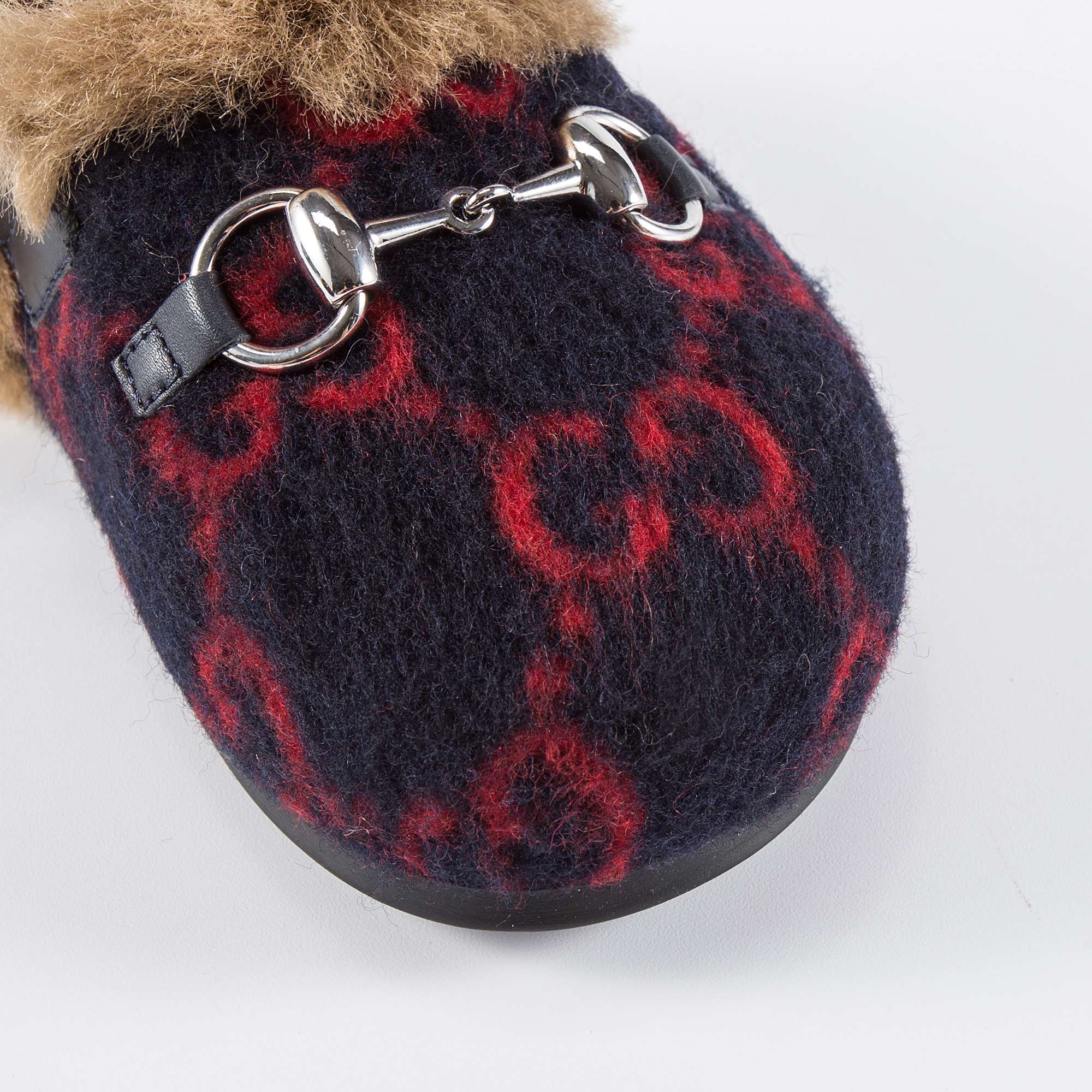 Baby Girls Blue GG Faux Fur Shoes