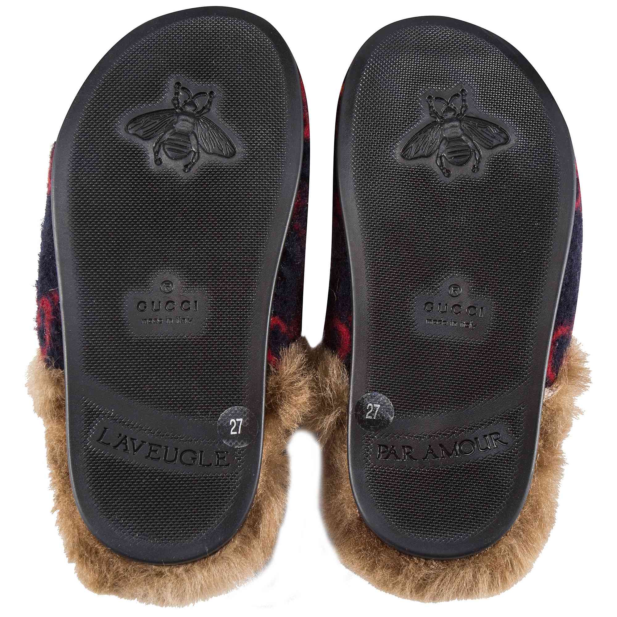 Girls Blue GG Faux Fur Shoes