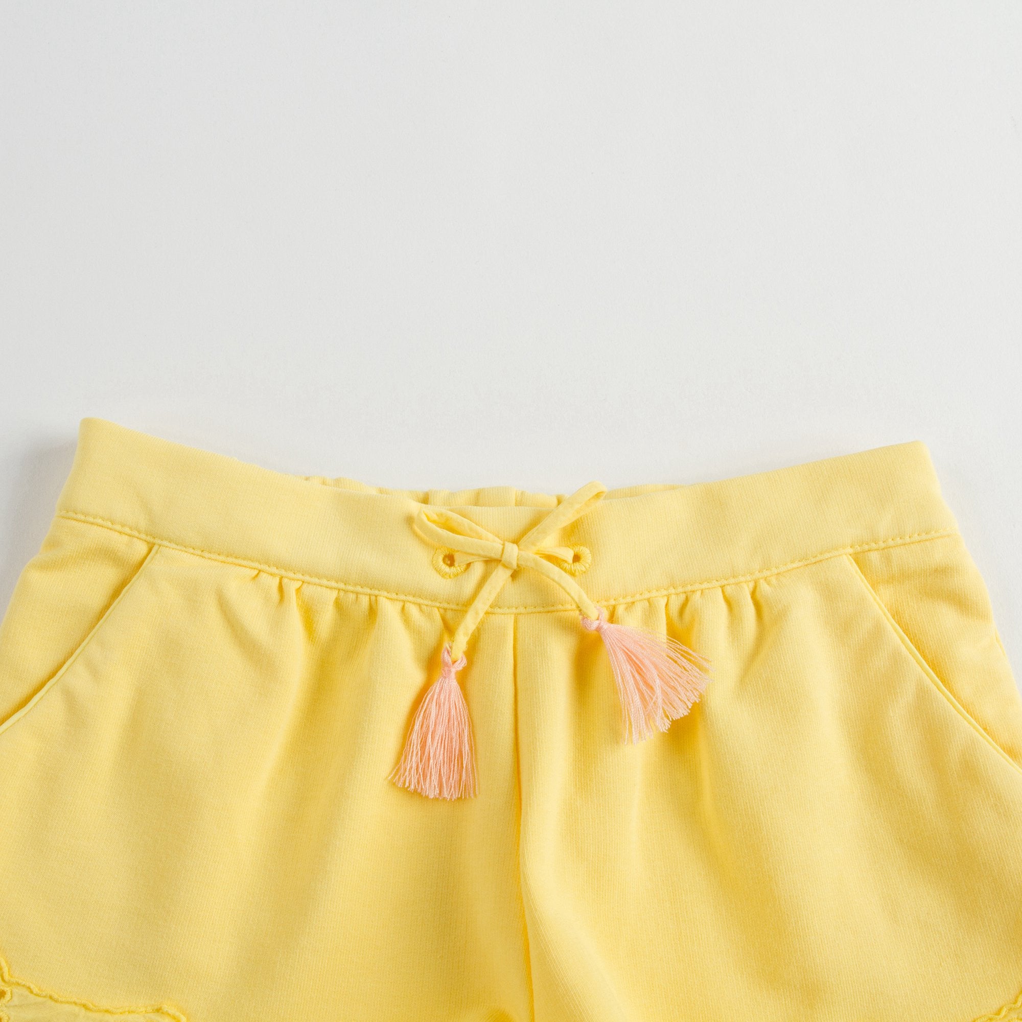 Baby Girls Yellow Cotton Shorts