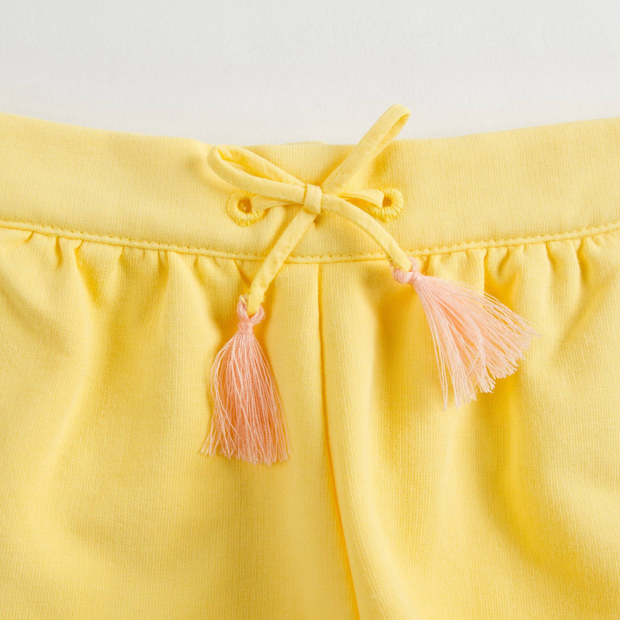 Baby Girls Yellow Cotton Shorts
