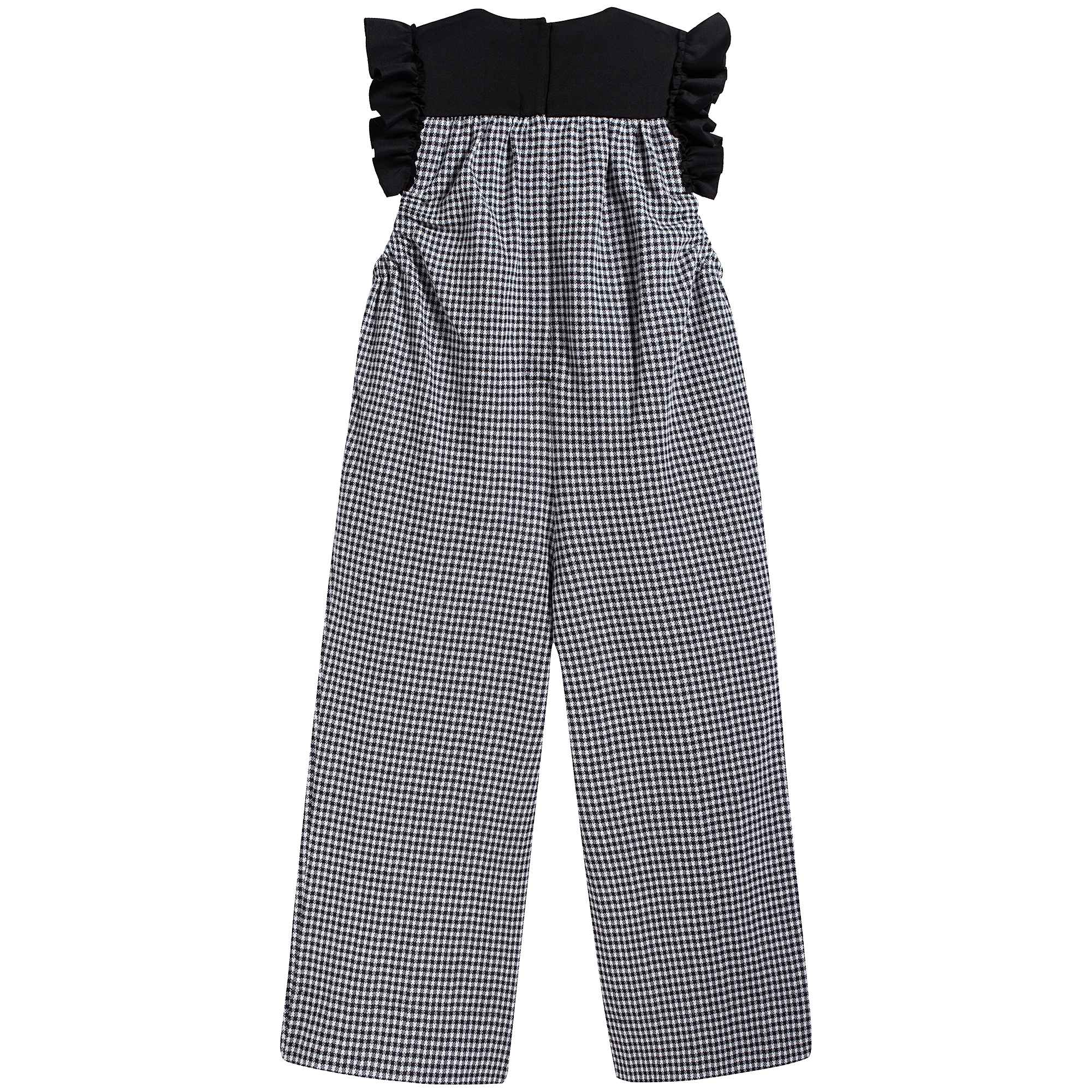Girls Black Check Rompers