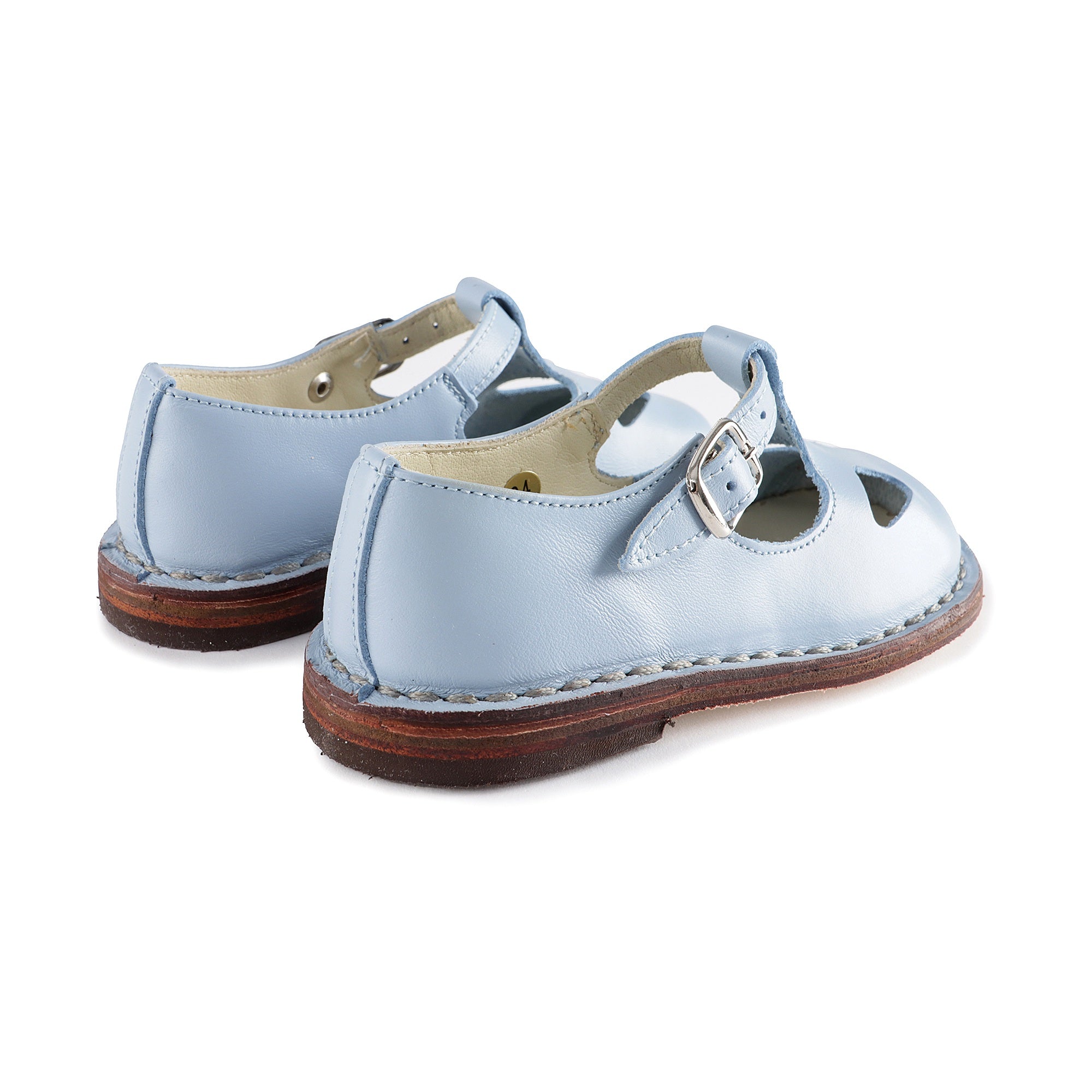 Girls Light Blue Leather Shoes