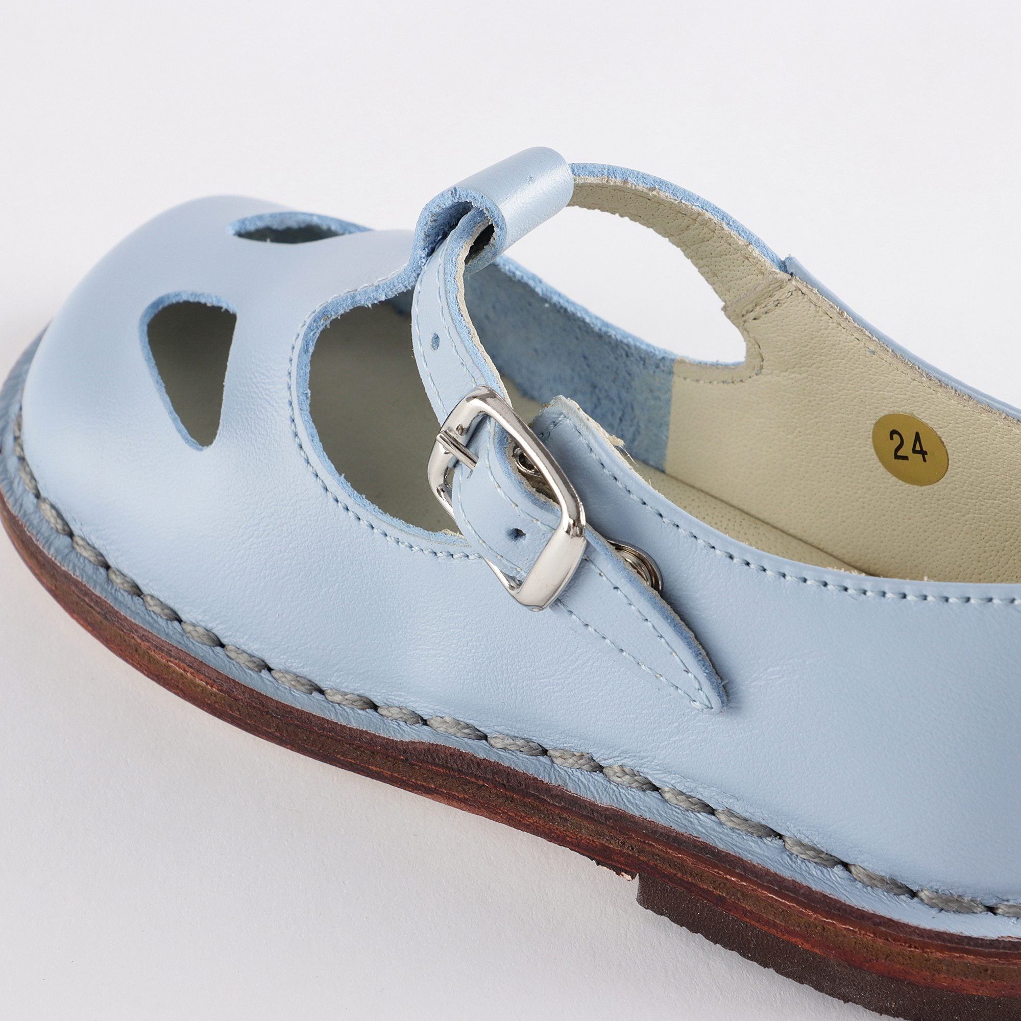 Girls Light Blue Leather Shoes