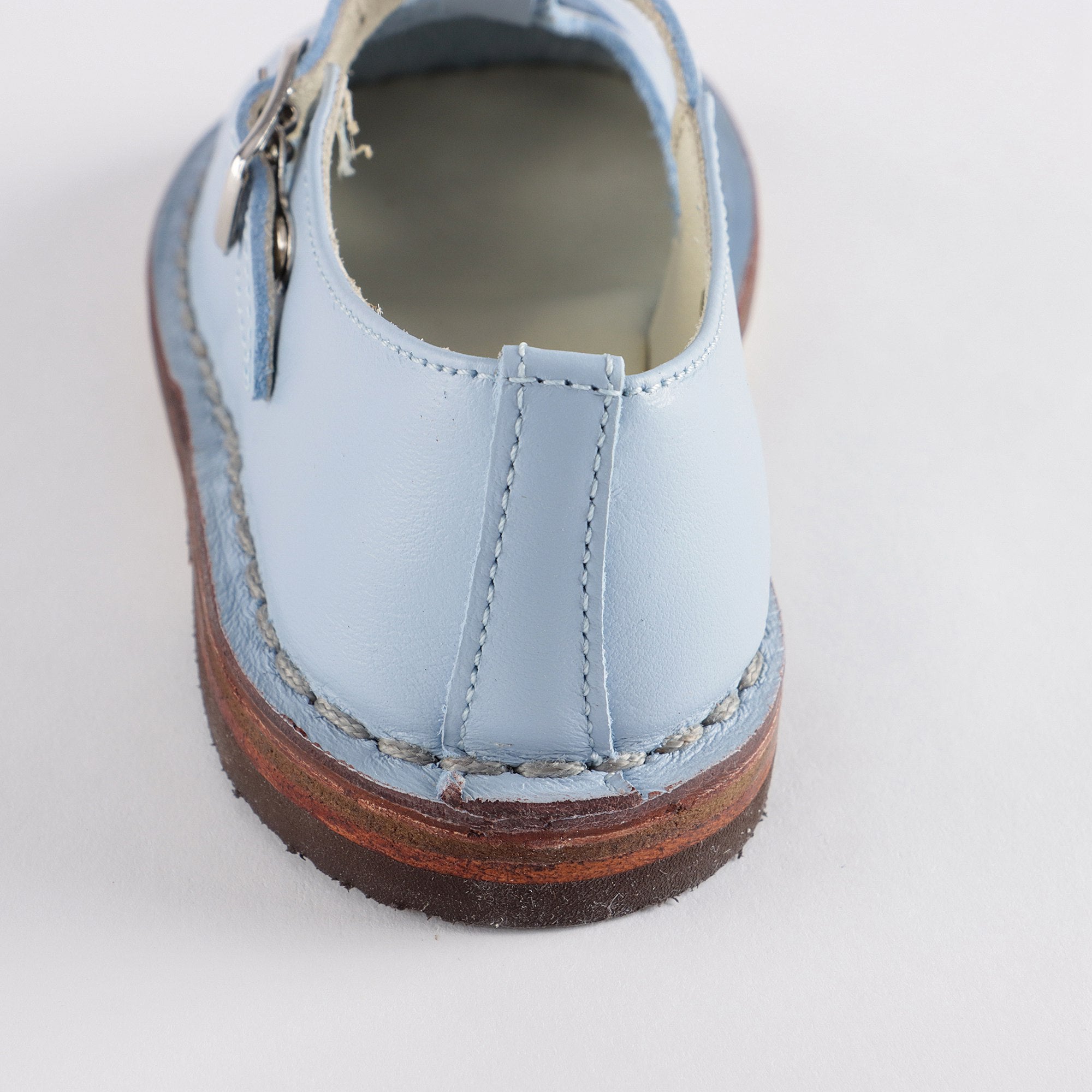 Girls Light Blue Leather Shoes