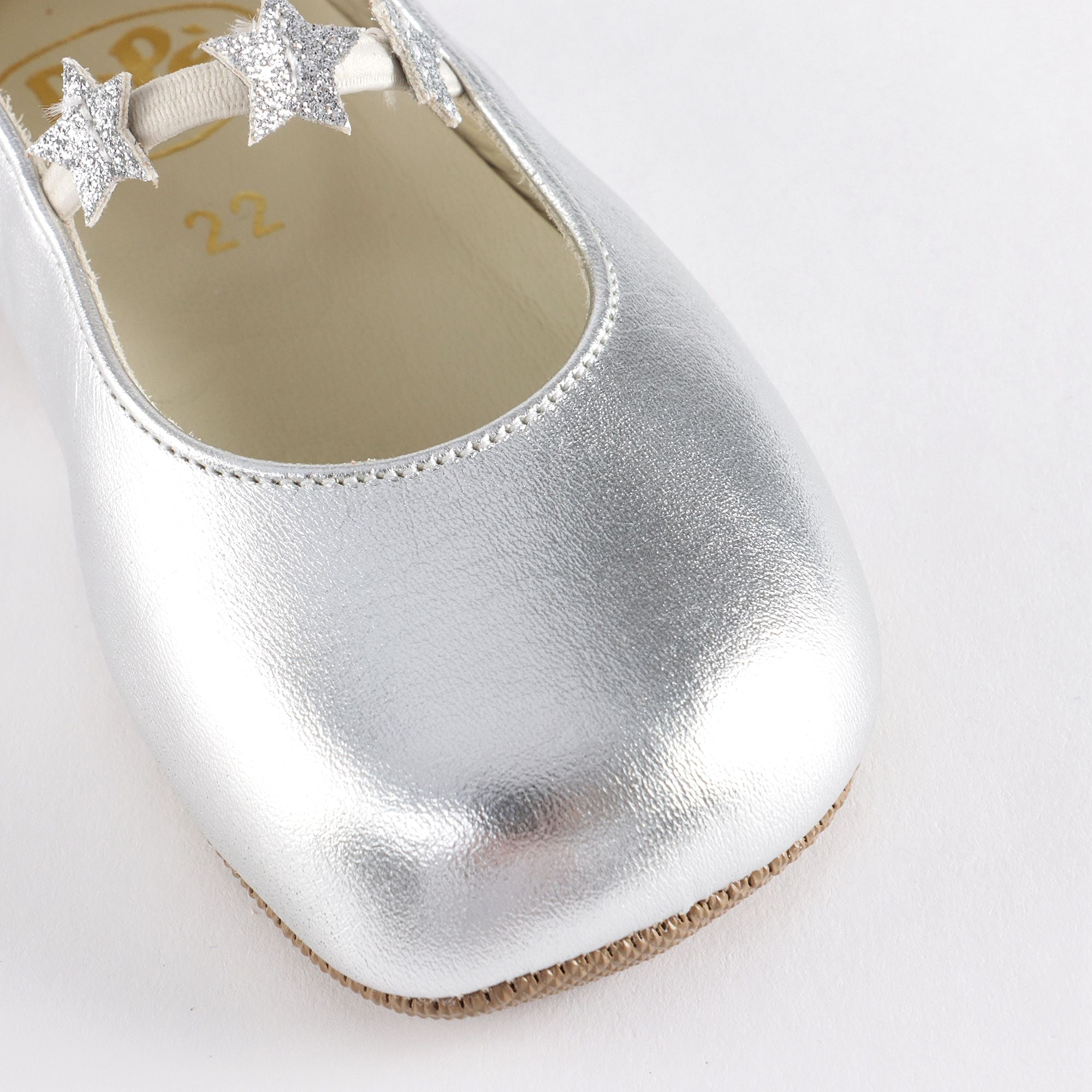 Girls Silver Stars Leather Shoes
