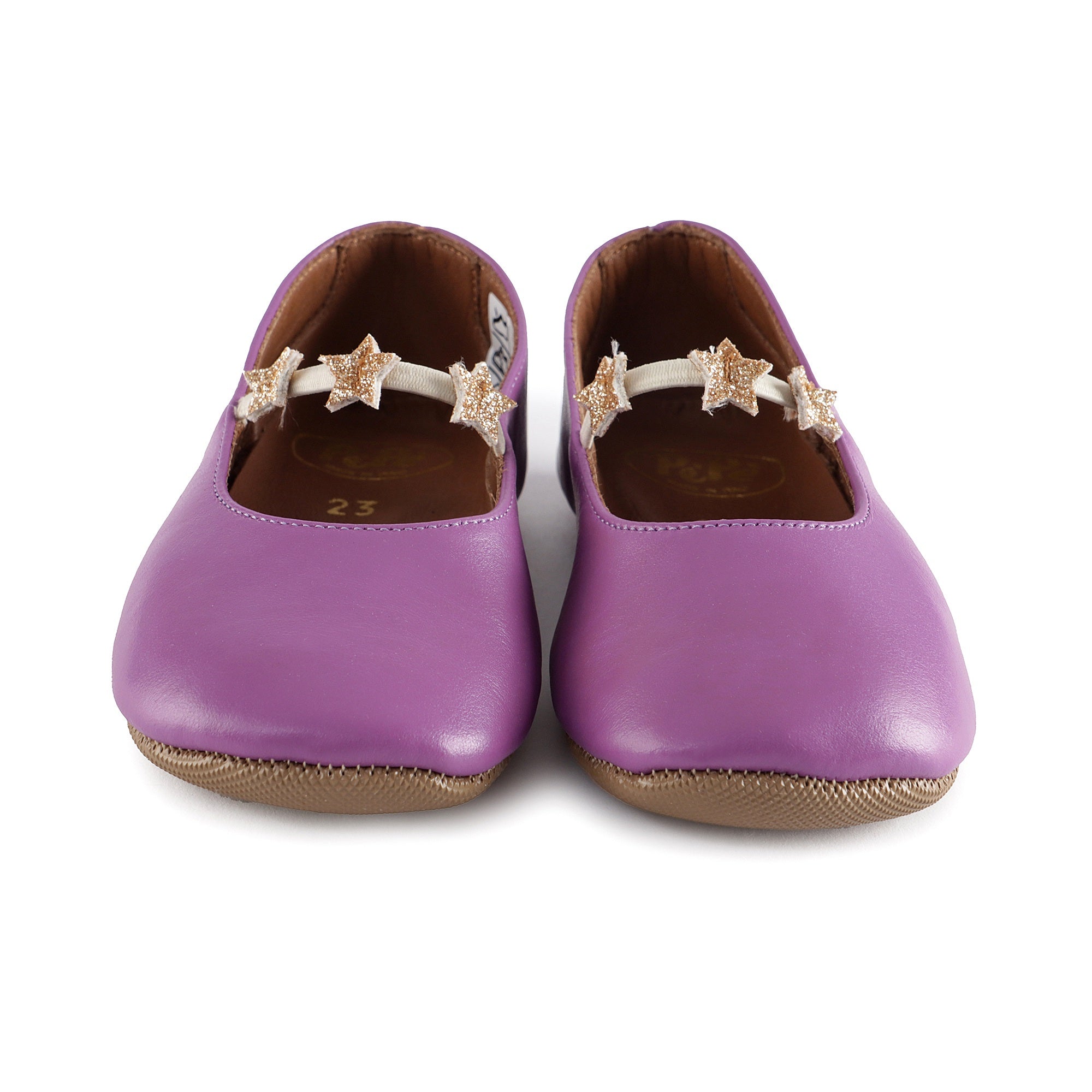 Girls Purple Stars Leather Shoes