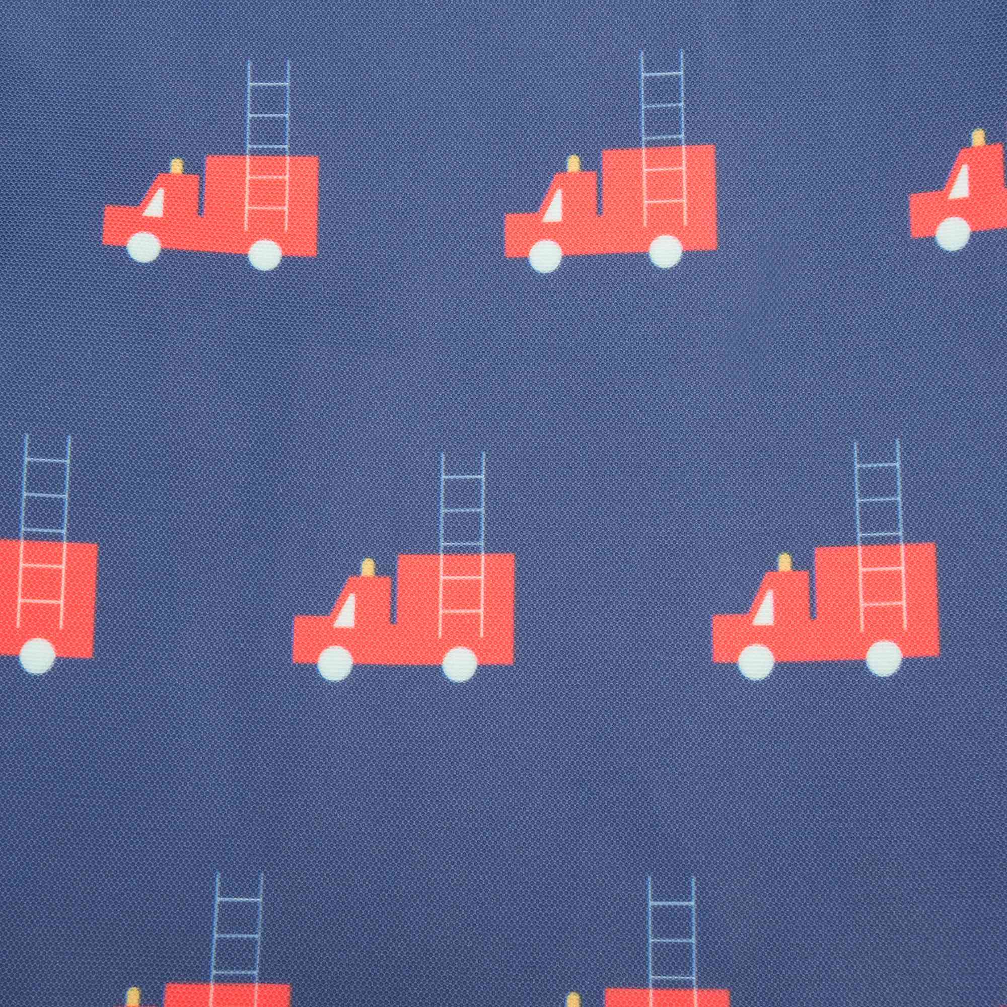 Girls Dark Blue Firetruck Printed Backpack（24 x 11 x 34 cm）