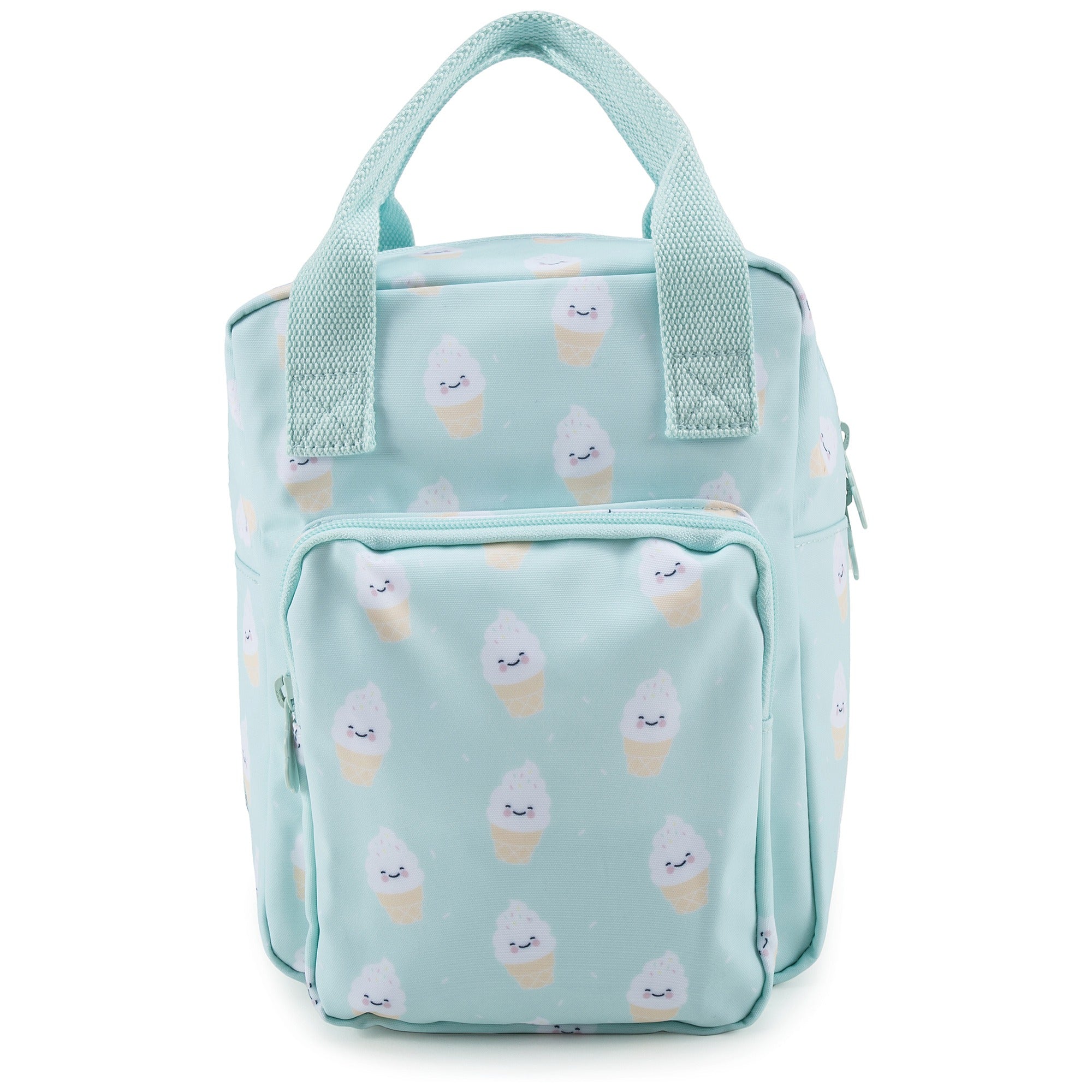 Girls Mint Green Icecream Printed Backpack（20 x 13 x 26 cm）