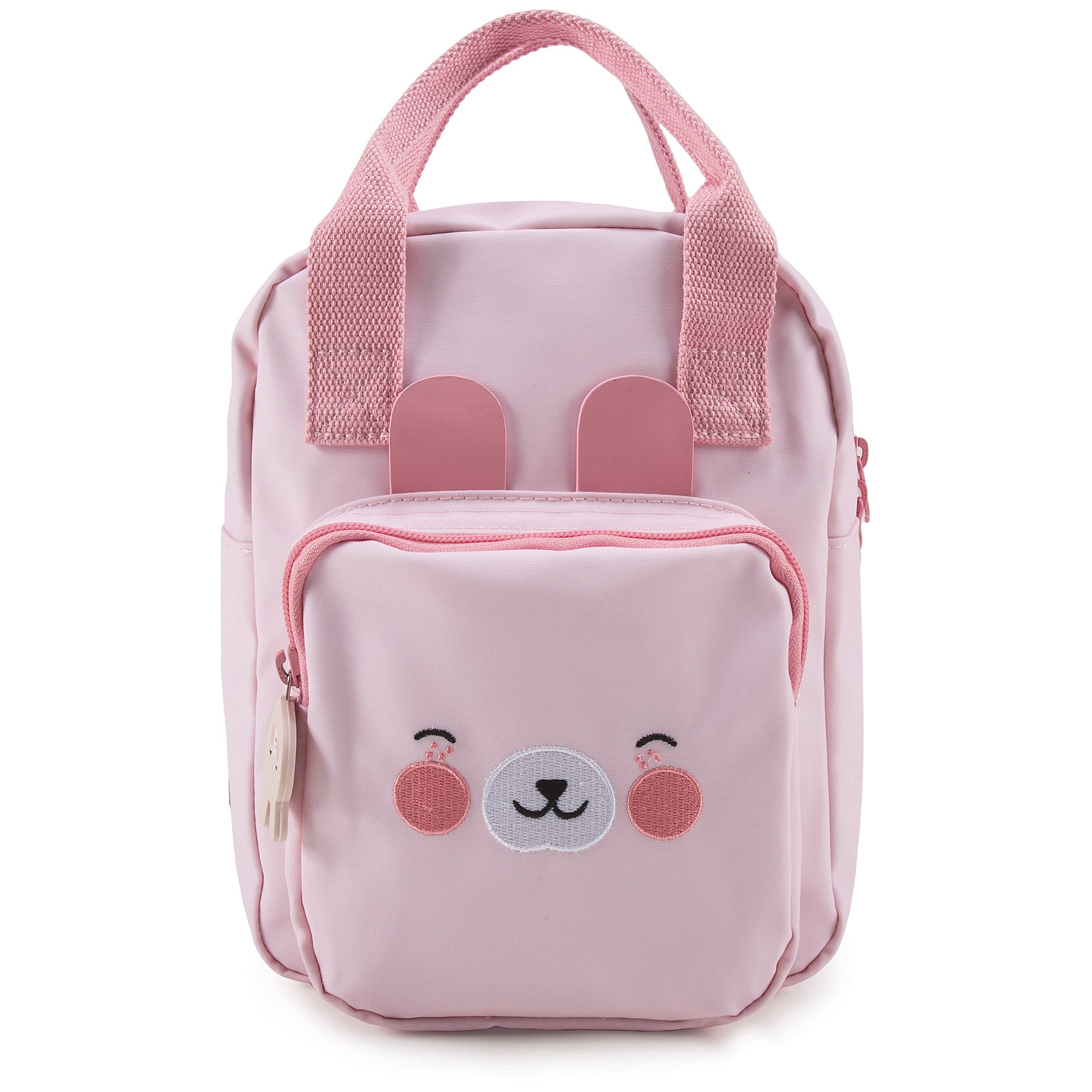 Girls Light Pink Bunny Faces Backpack（20 x 13 x 26 cm）