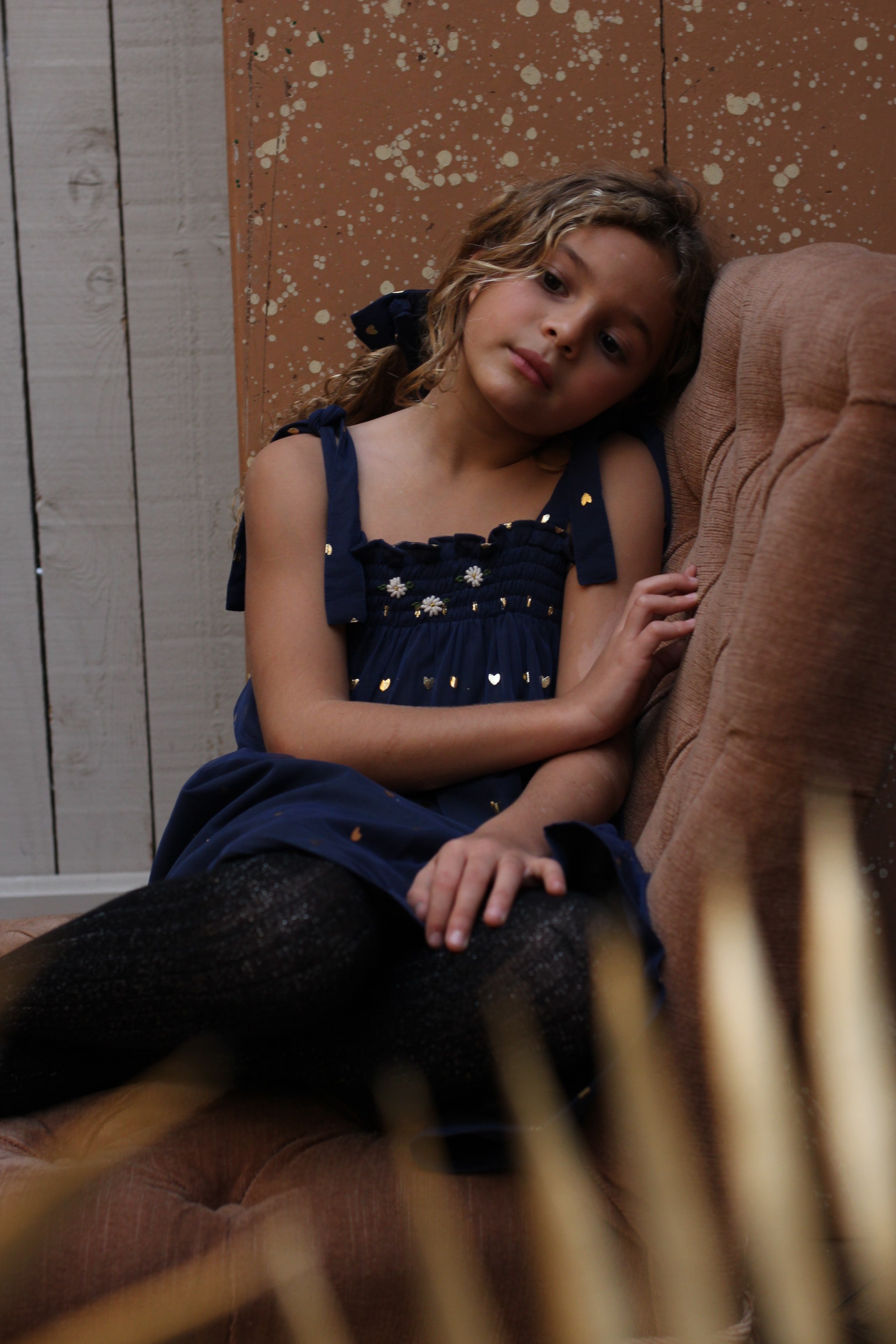 Girls Blue Heart Cotton Dress