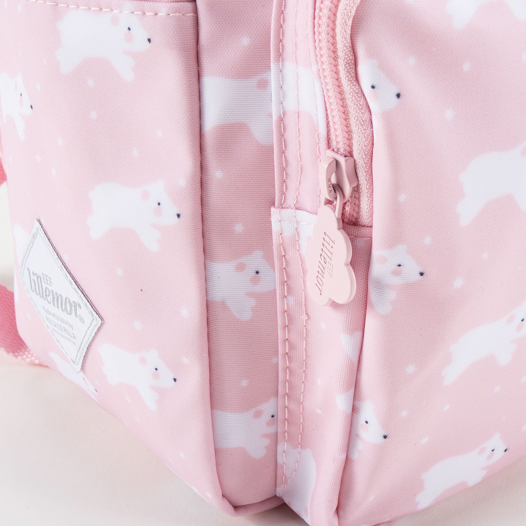 Girls Light Pink Dog Printed Backpack（20 x 13 x 26 cm）