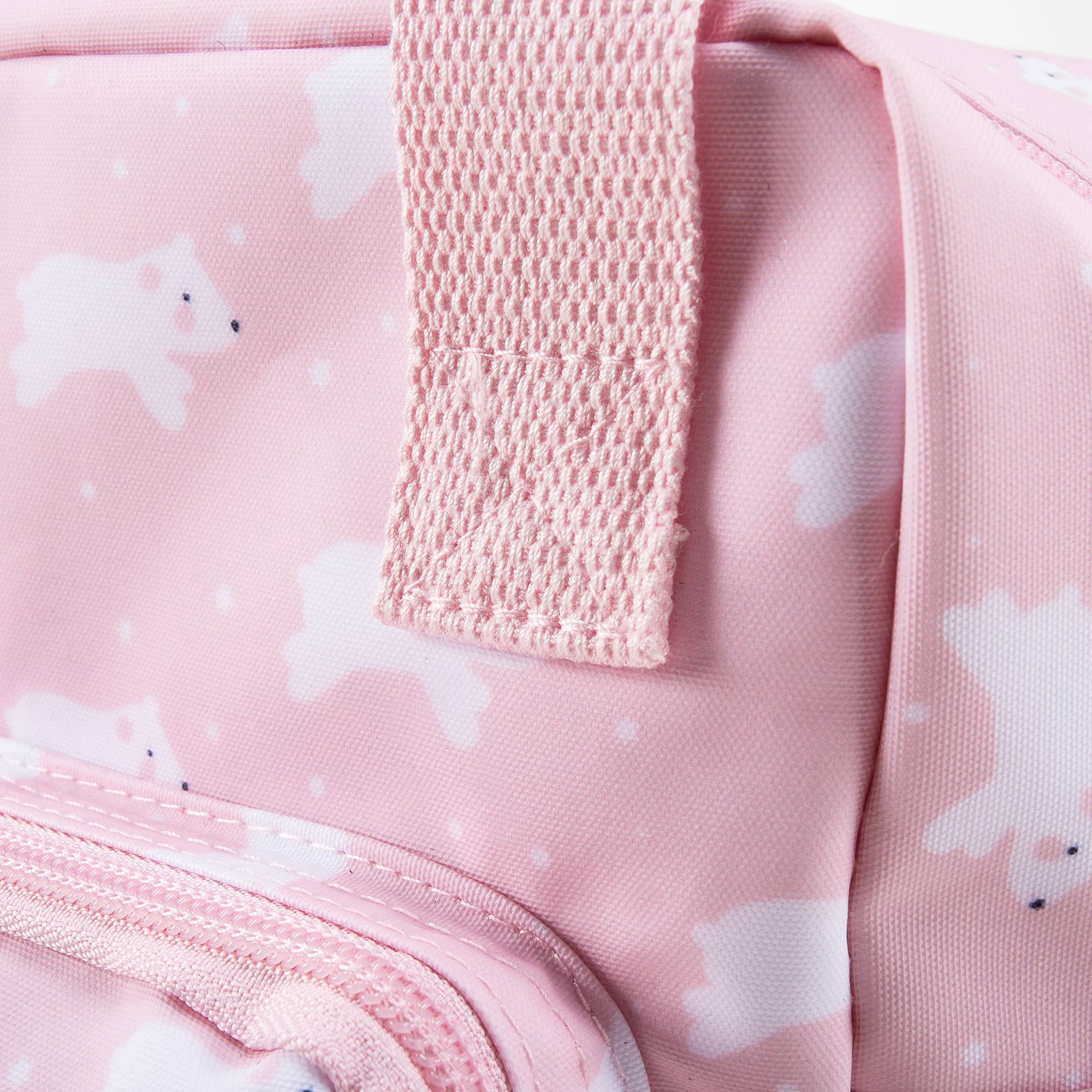 Girls Light Pink Dog Printed Backpack（20 x 13 x 26 cm）
