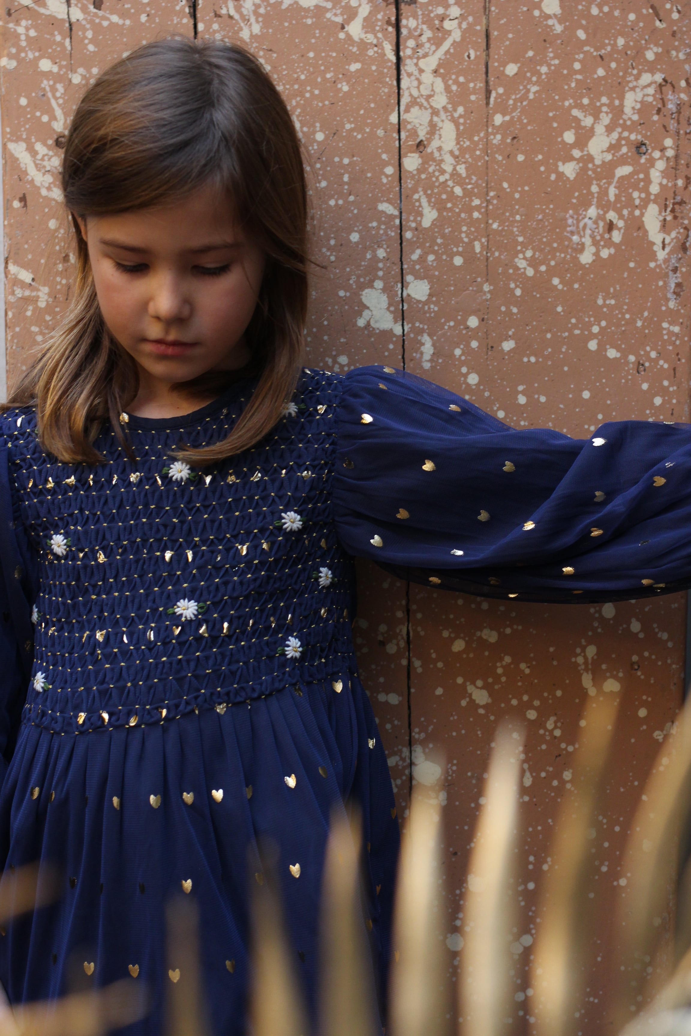 Girls Blue Heart Cotton Top