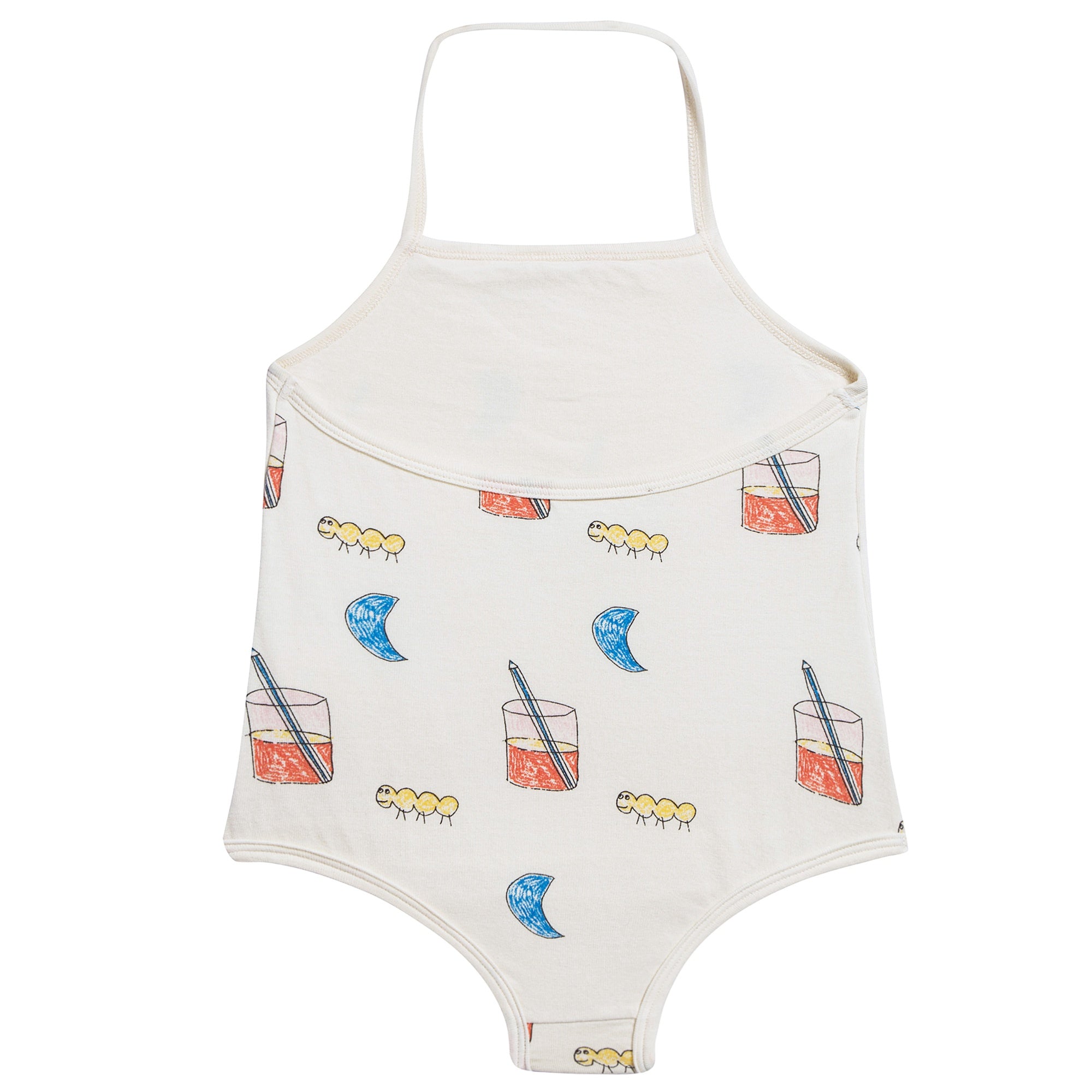Girls Raw White Glasses Cotton Swimsuit