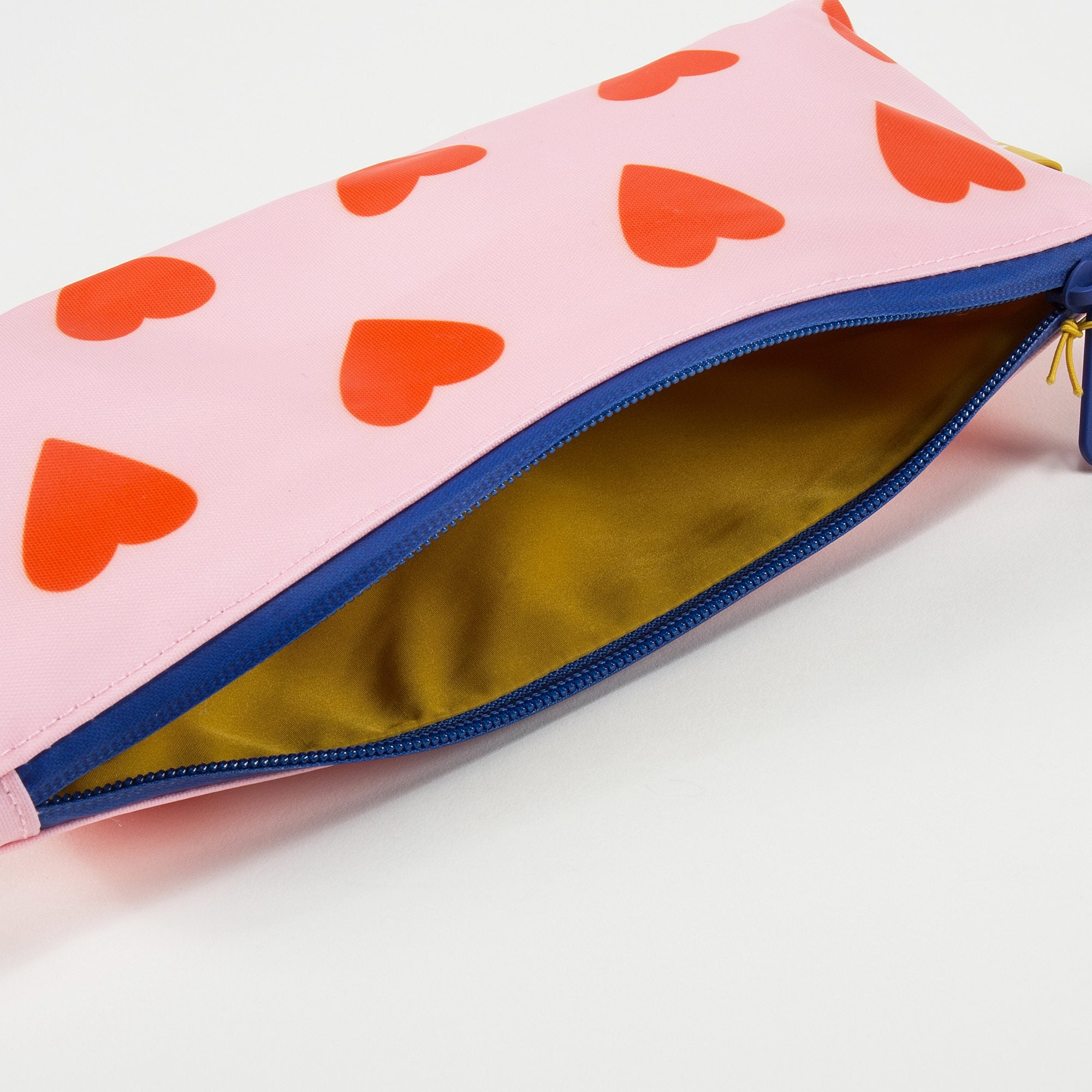 Girls Soft Pink & Orange Hearts Printed Pencil Pouch（29 x 13 cm）
