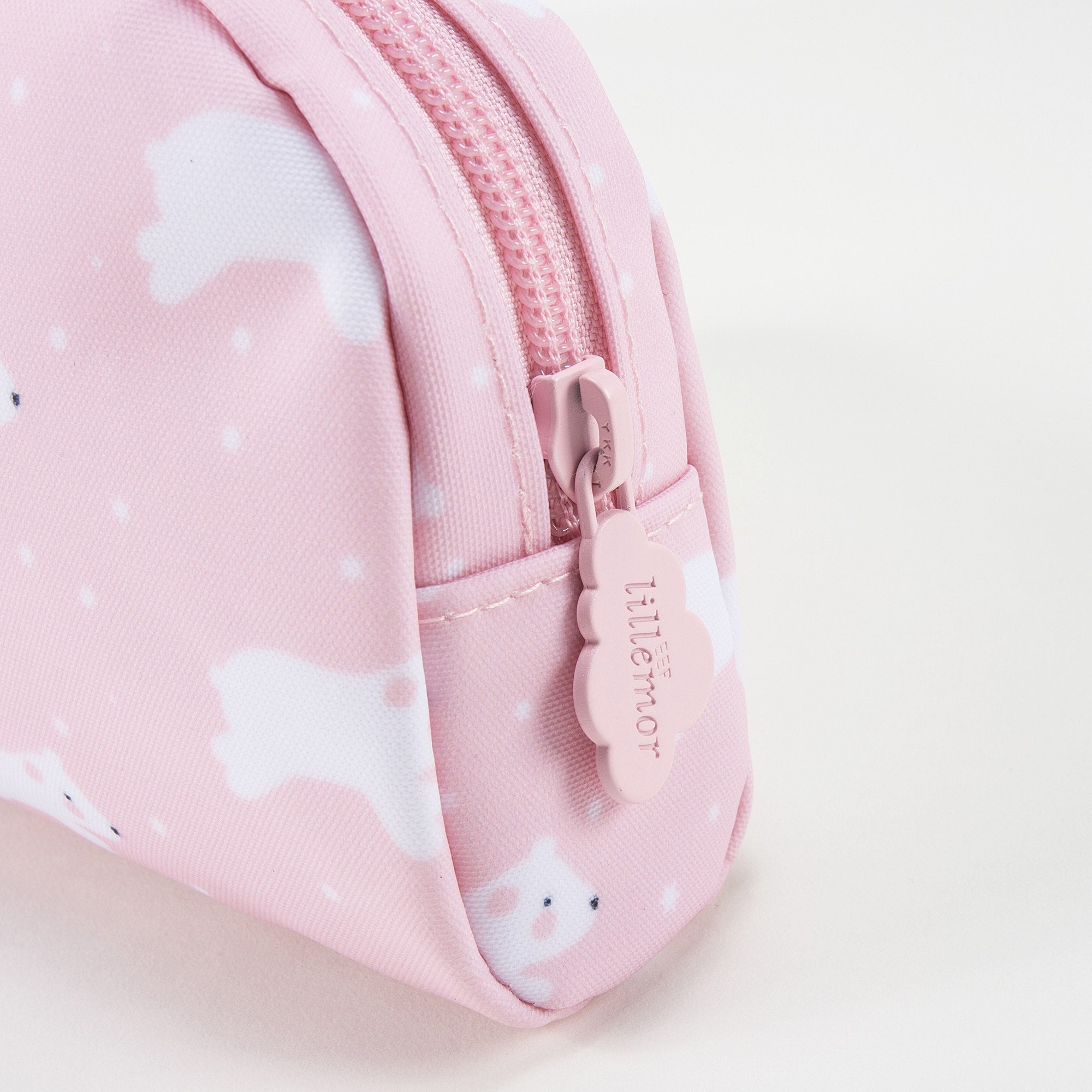 Girls Light Pink Dog Printed Pencil Pouch（21 x 11cm）