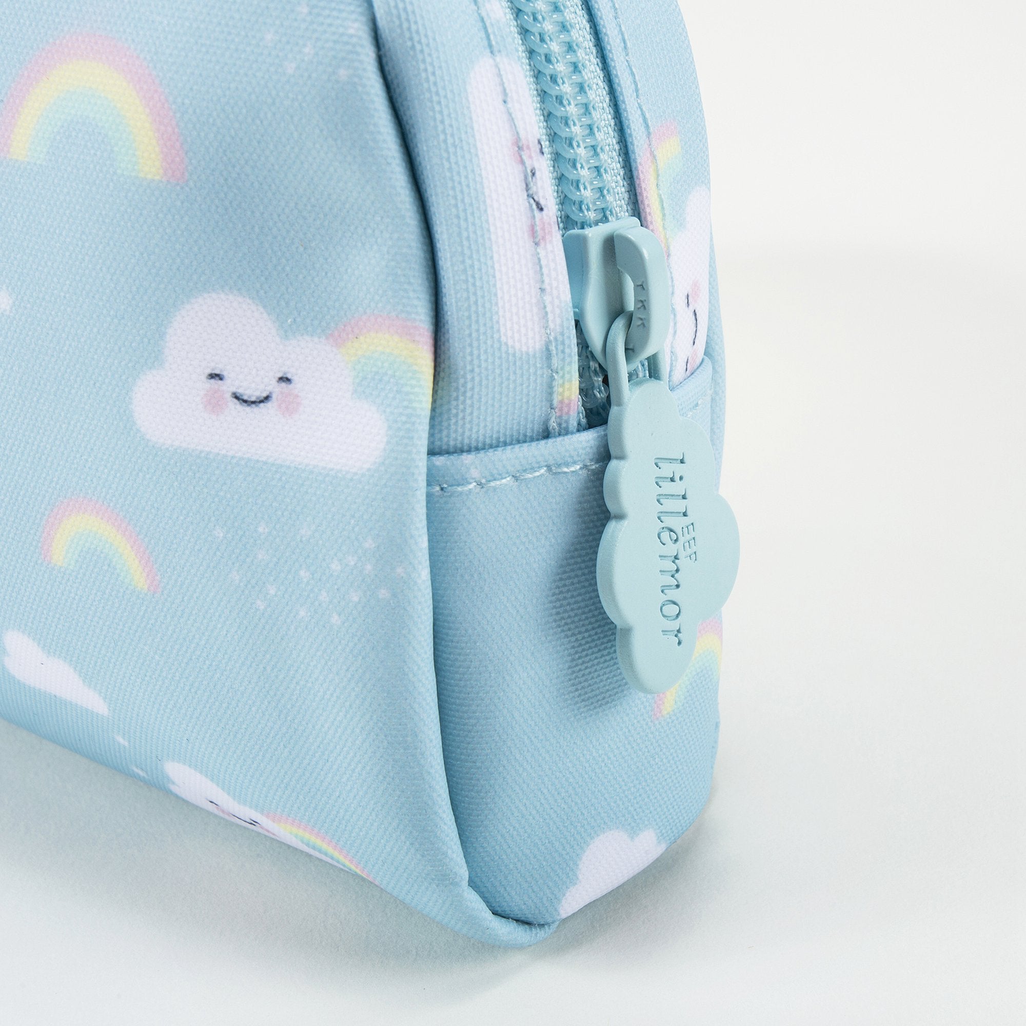 Girls Light Blue Rainbow Printed Pencil Pouch（21 x 11cm）