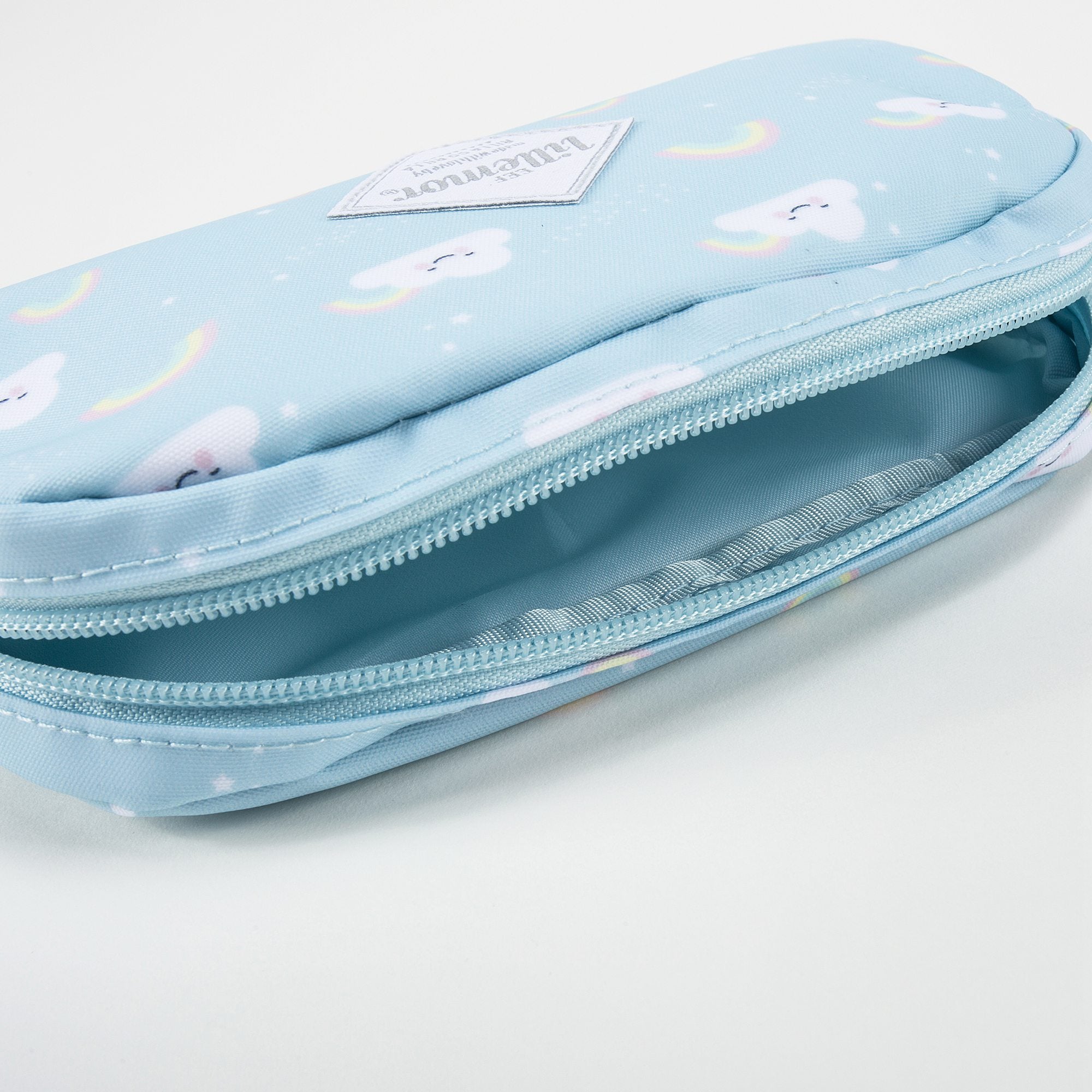 Girls Light Blue Rainbow Printed Pencil Pouch（21 x 11cm）