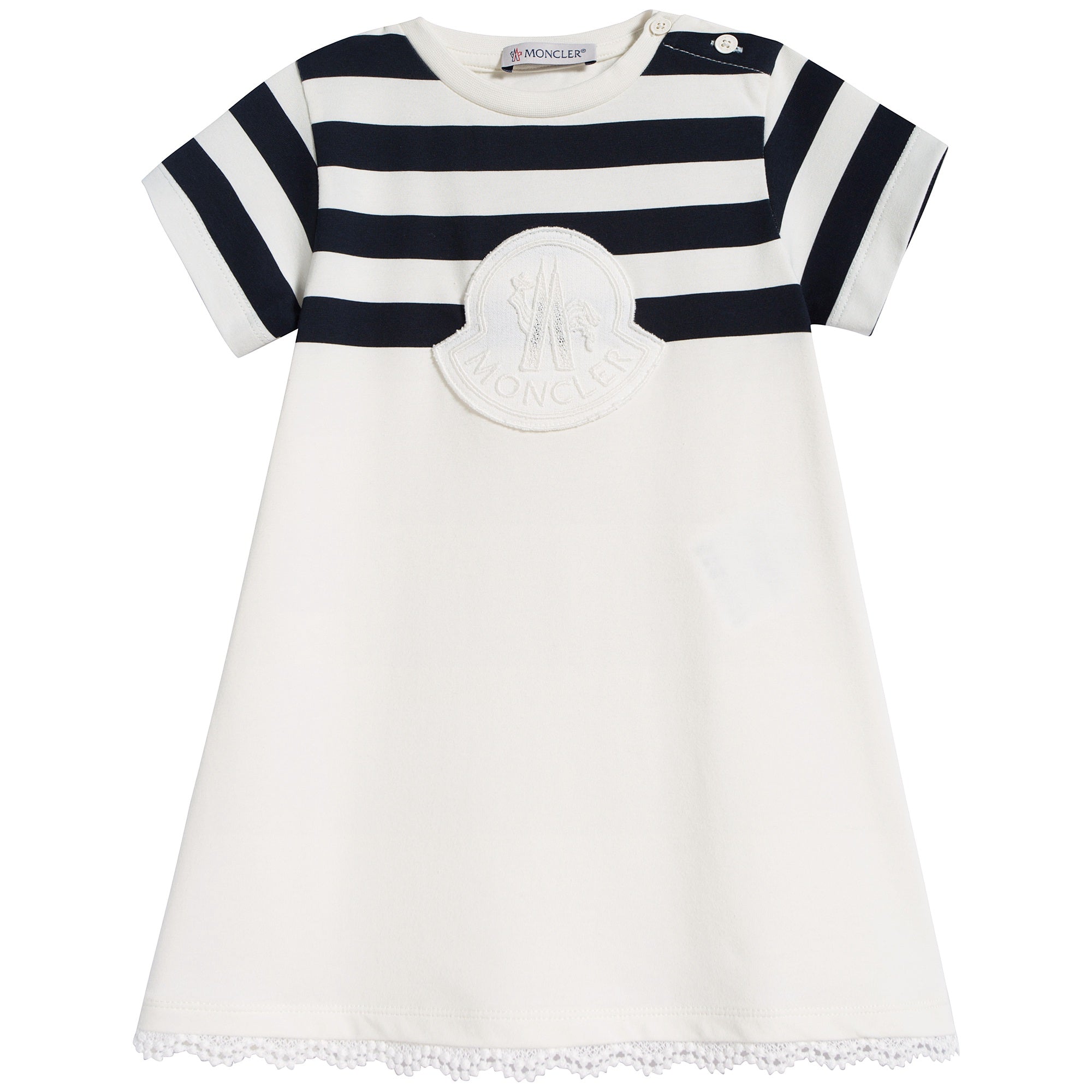 Baby Girls White & Black Stripes T-shirt