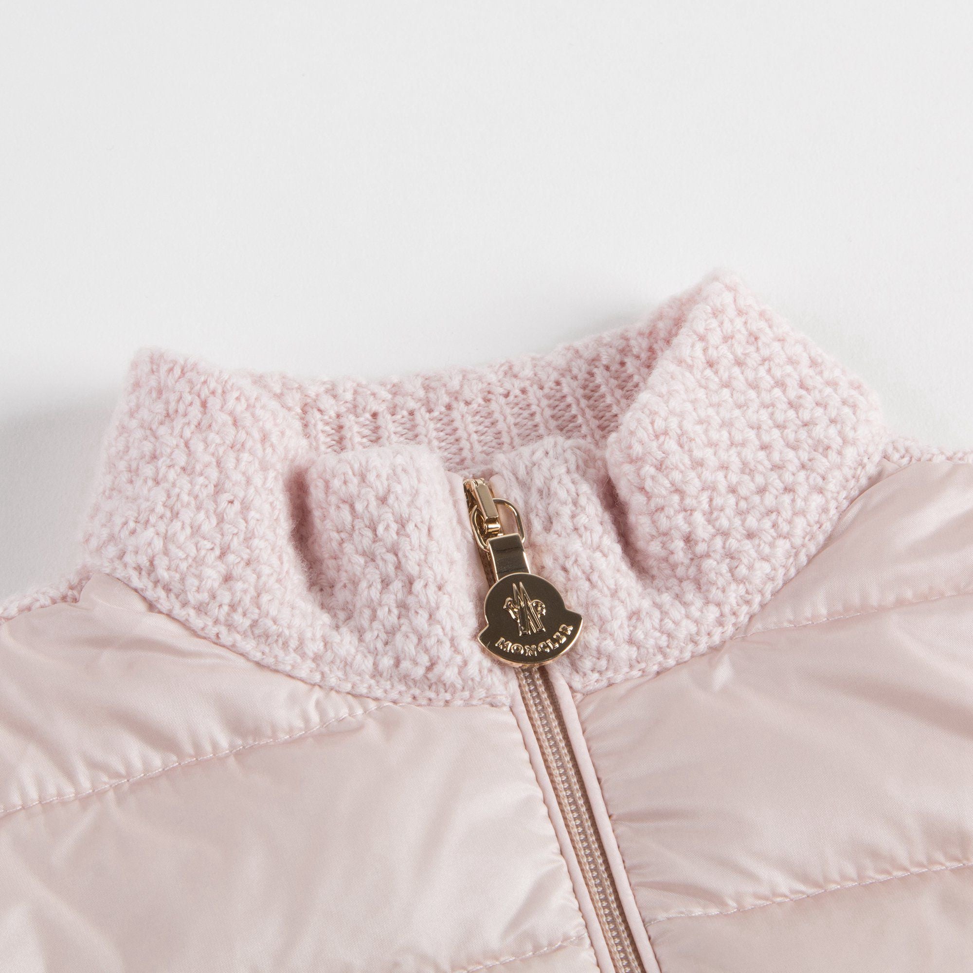 Girls Pink Knitted & Down Padded Cardigan