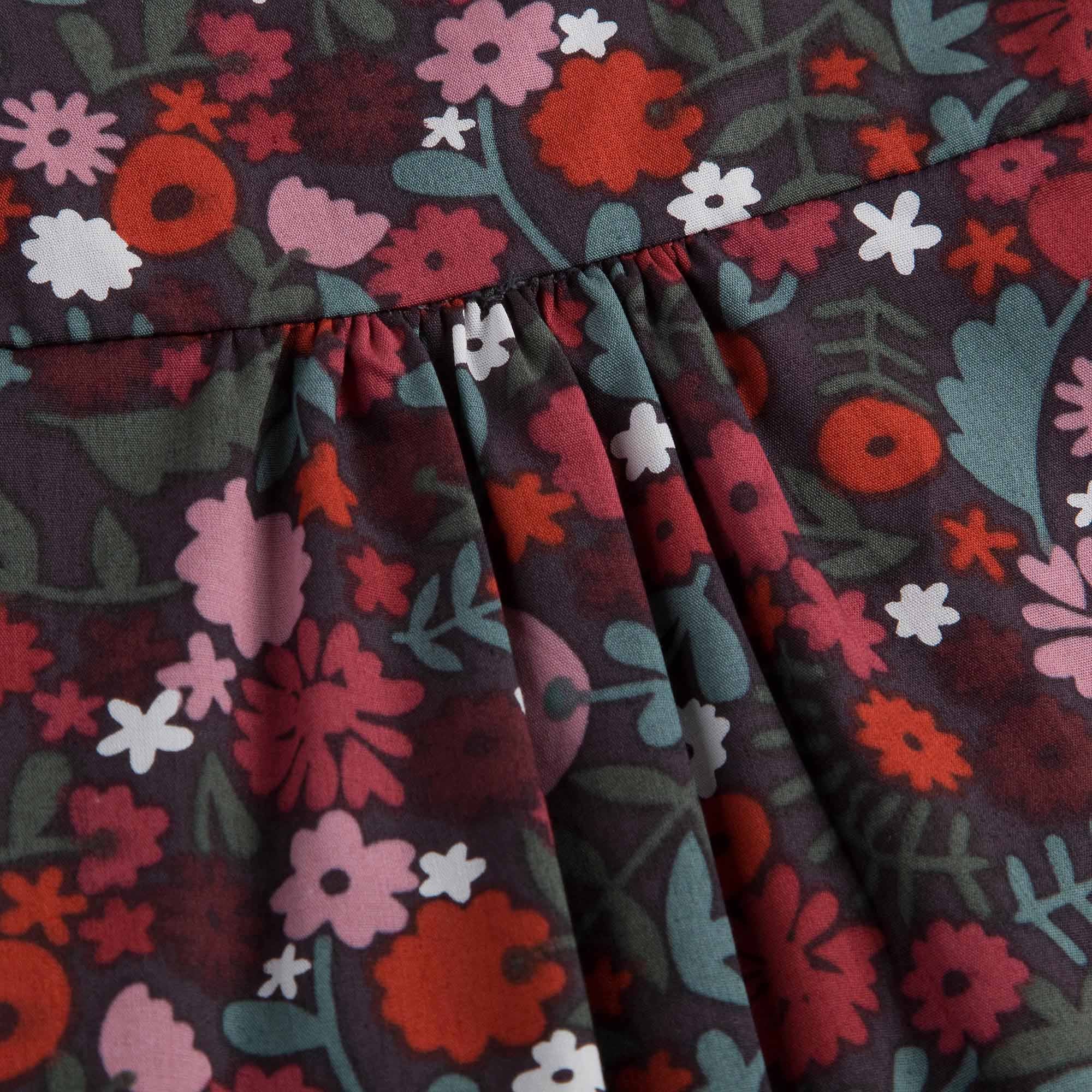 Girls Antique Red Floral Printed Trims Dress - CÉMAROSE | Children's Fashion Store - 6