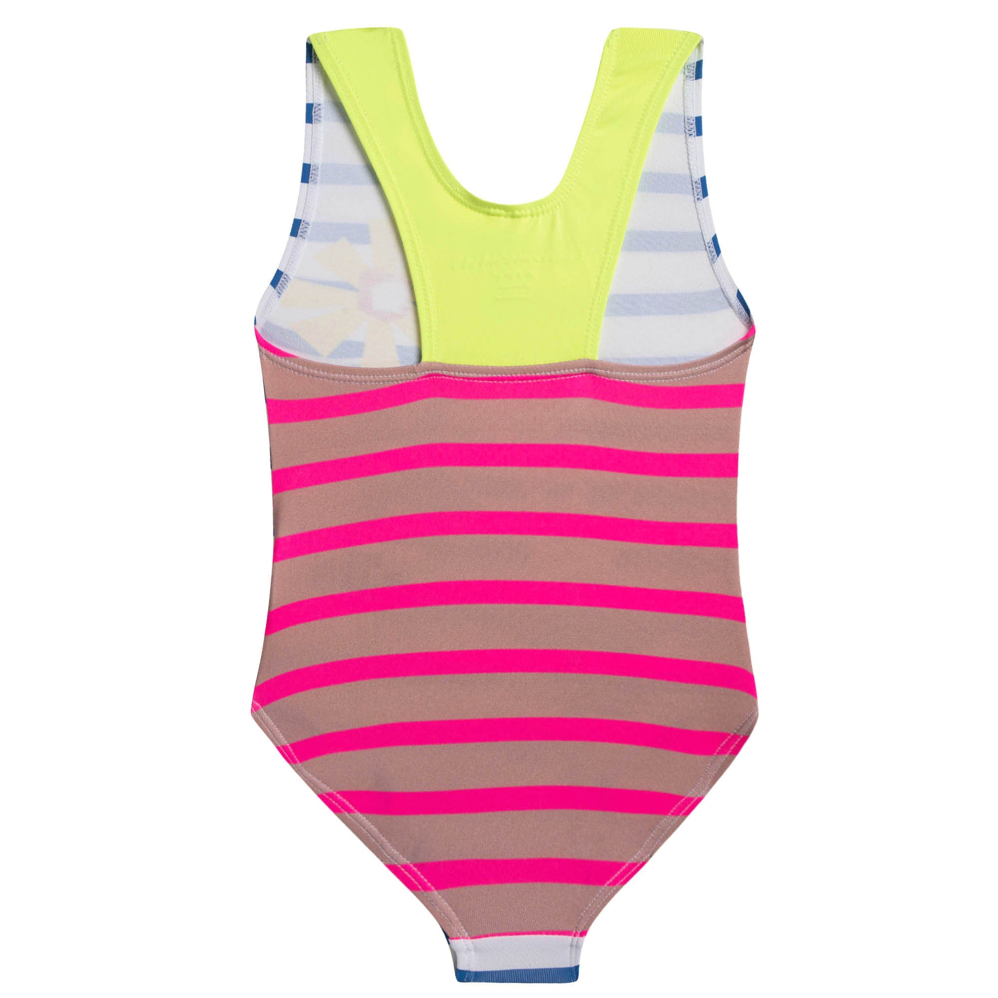 Girls Striped Flowers Printed Swimsuit