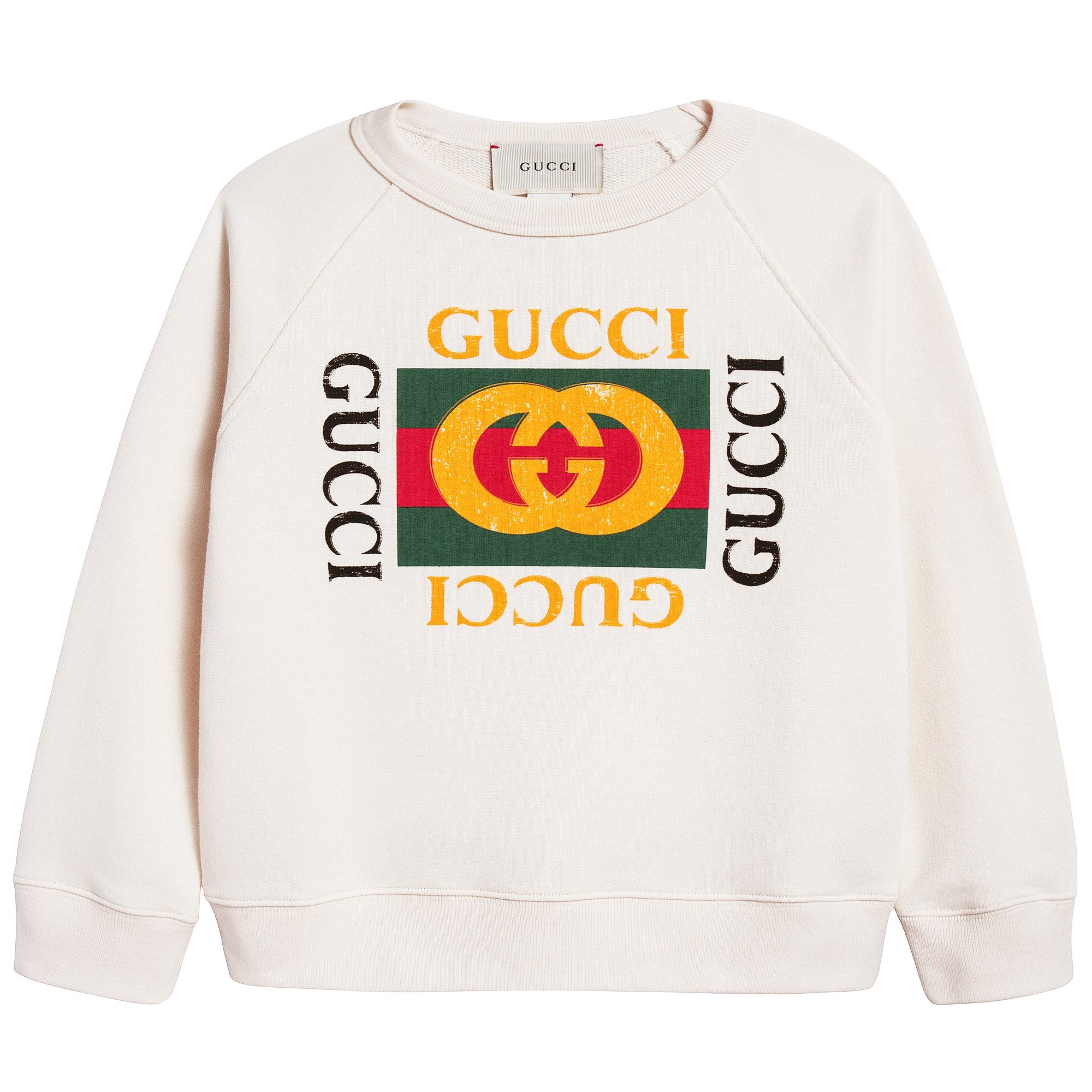 Girls White Logo Cotton Sweatshirt