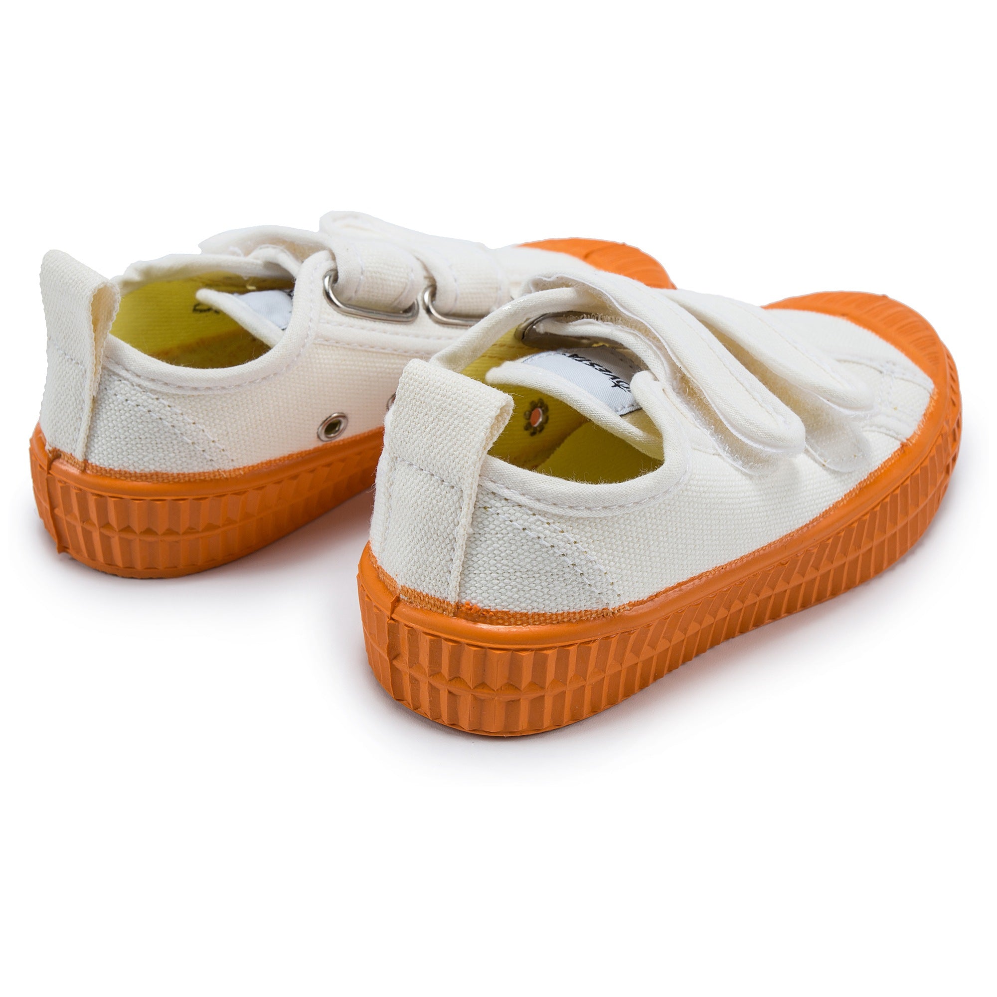 Girls White Orange Velcro Shoes