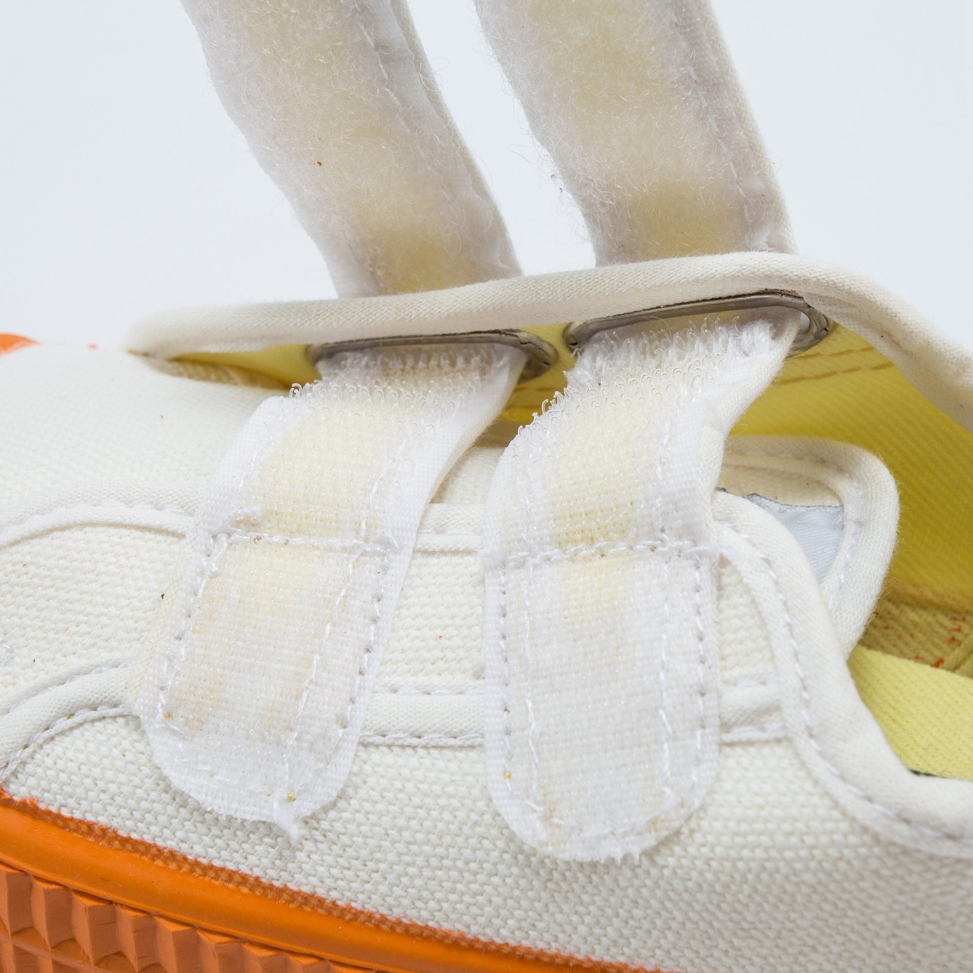 Girls White Orange Velcro Shoes