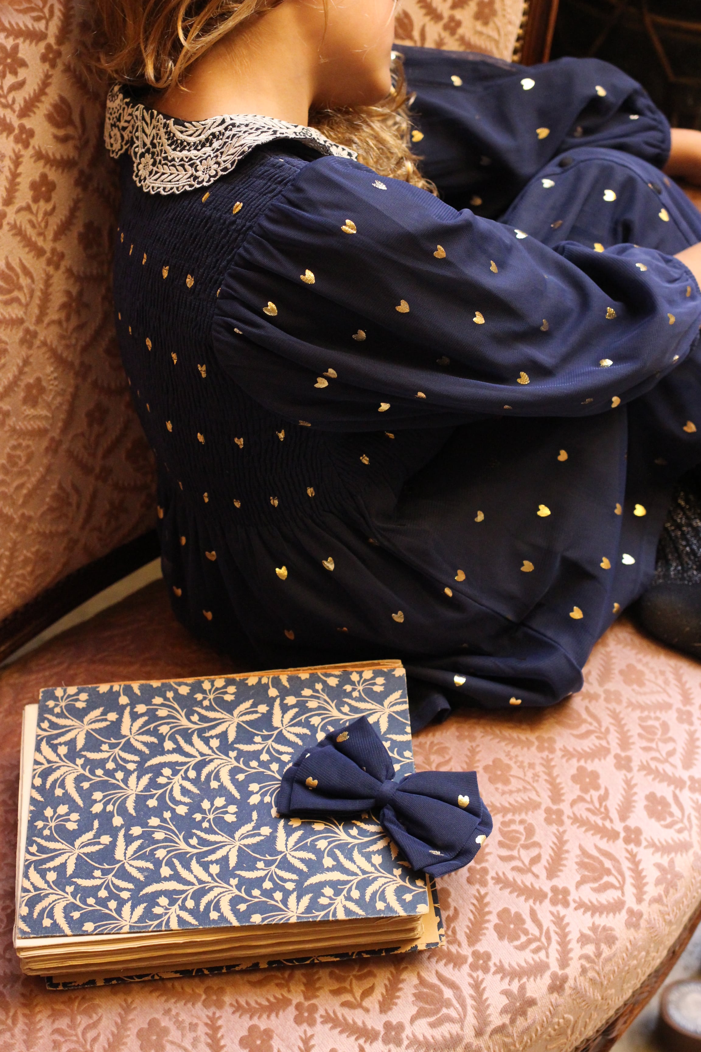 Girls Blue Heart Cotton Top