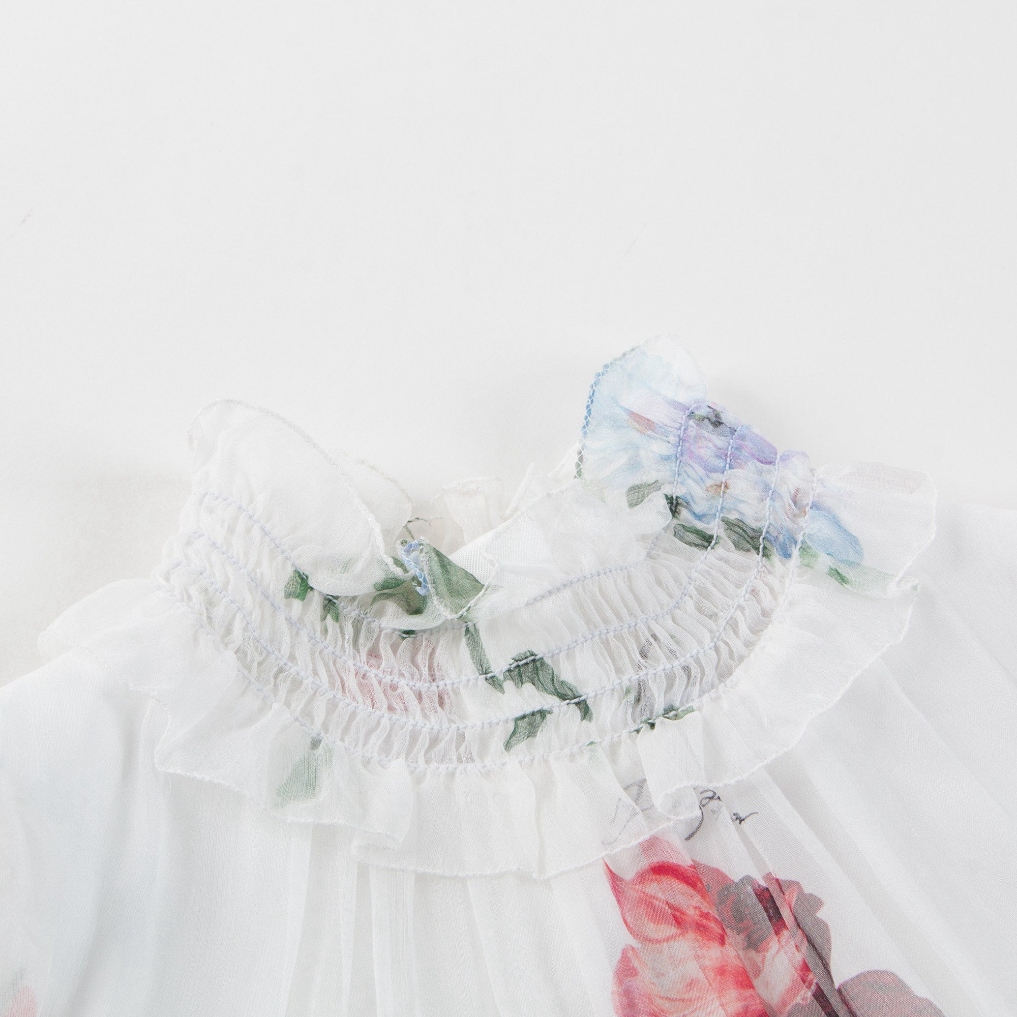 Girls White & Red Rose Dresse