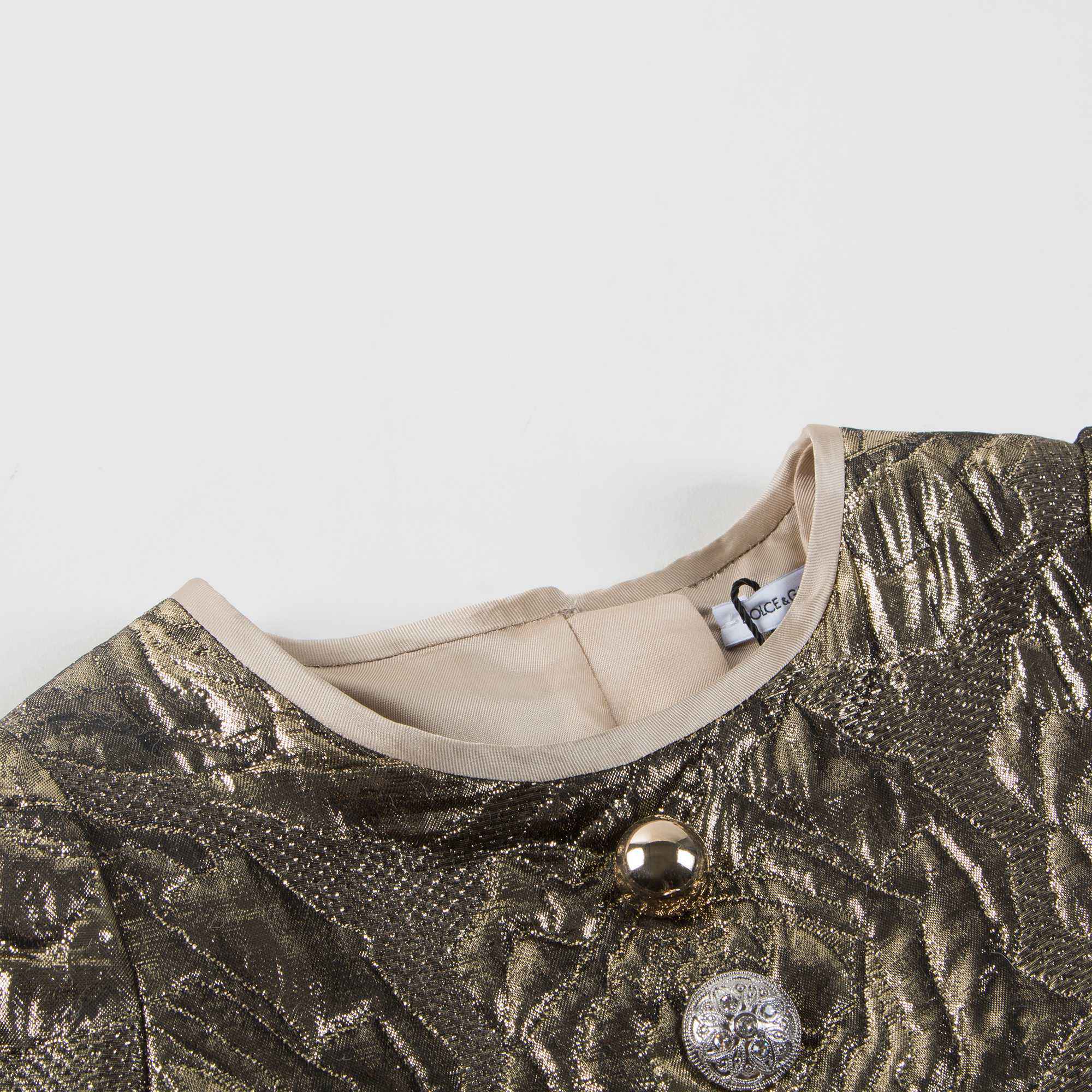 Baby Girls Gold Jacquard Dress