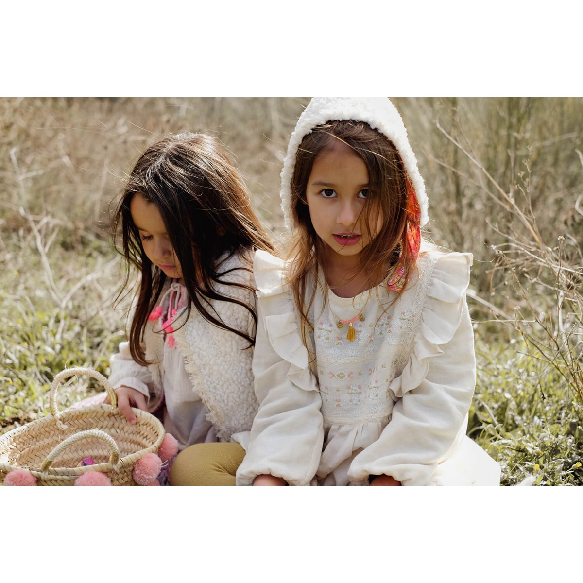 Girls Cream Cotton Dress